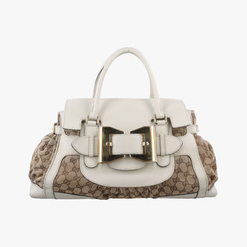 Dialux Queen Large White × Brown Leather×canvas 189883 B1757294ダイラックス クイーン ラージ ホワイト × ブラウン レザー×キャンバス 189883 B1757294