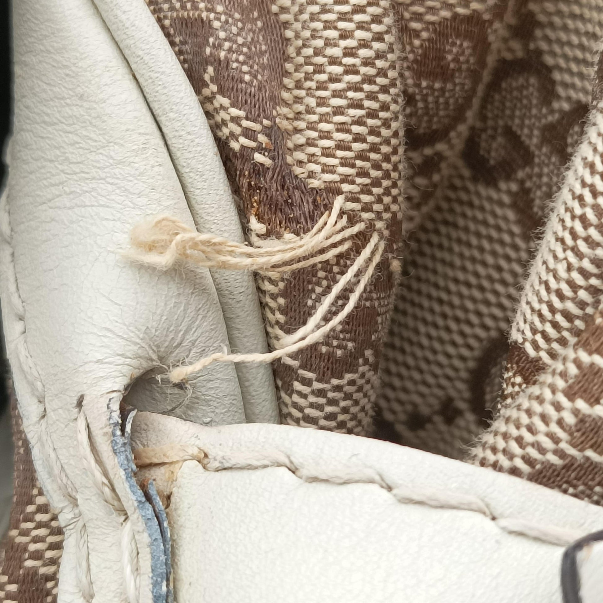Dialux Queen Large White × Brown Leather×canvas 189883 B1757294ダイラックス クイーン ラージ ホワイト × ブラウン レザー×キャンバス 189883 B1757294
