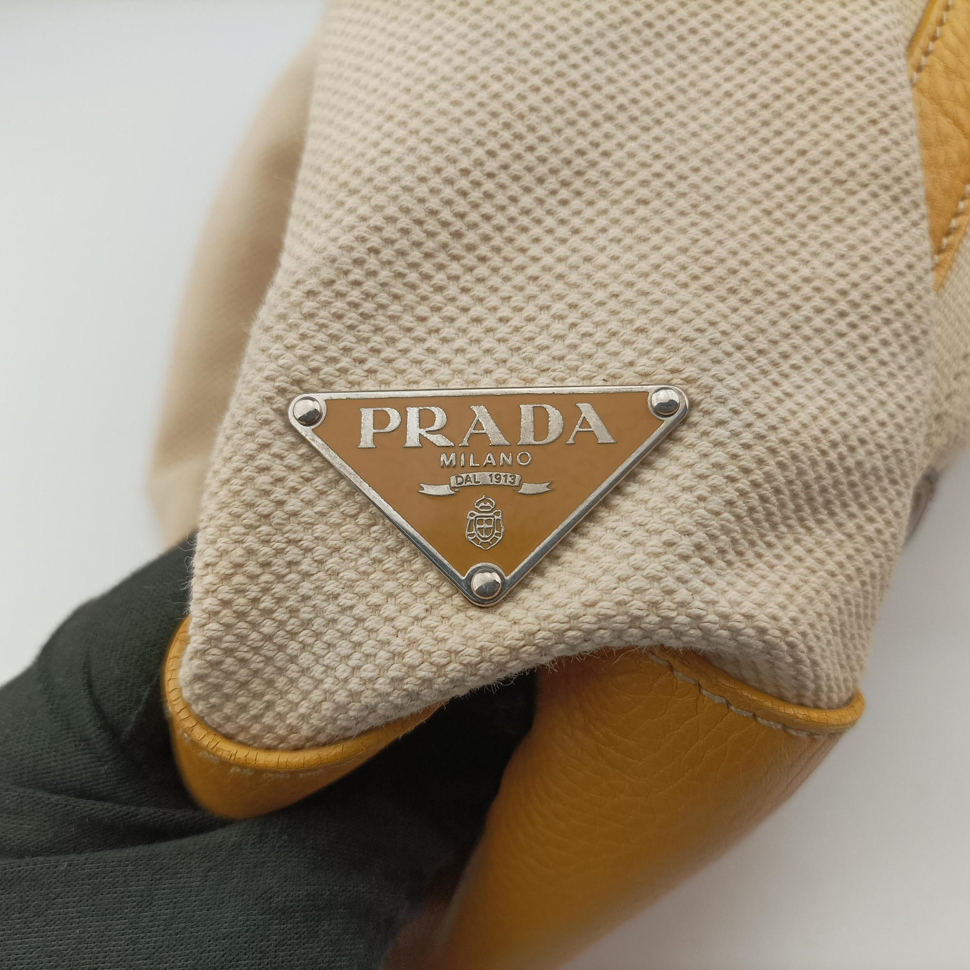 Tote bag Beige x Yellowe x multi Canvas x Leather 117トートバッグ ベージュxイエローxマルチ キャンバスxレザー 117