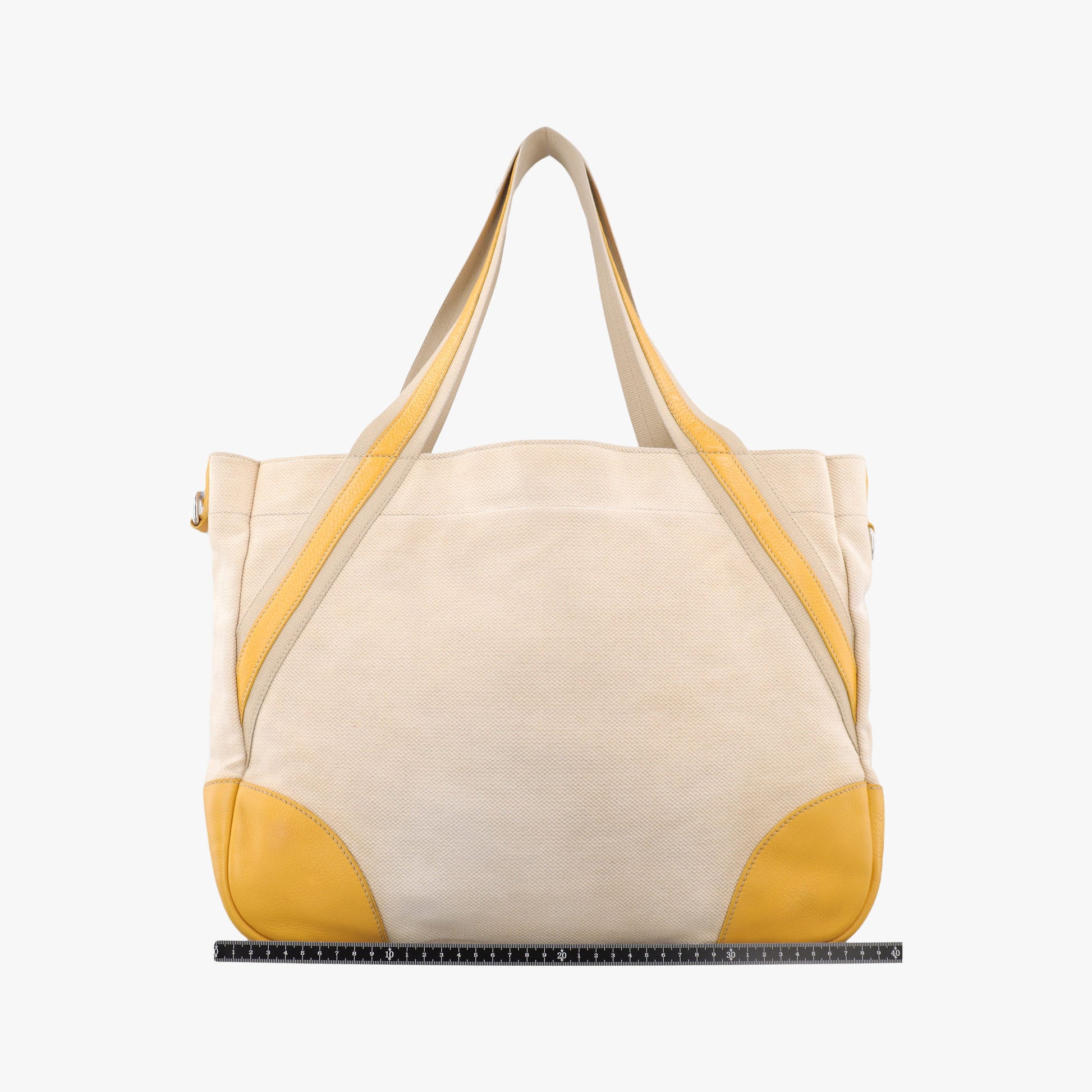 Tote bag Beige x Yellowe x multi Canvas x Leather 117トートバッグ ベージュxイエローxマルチ キャンバスxレザー 117