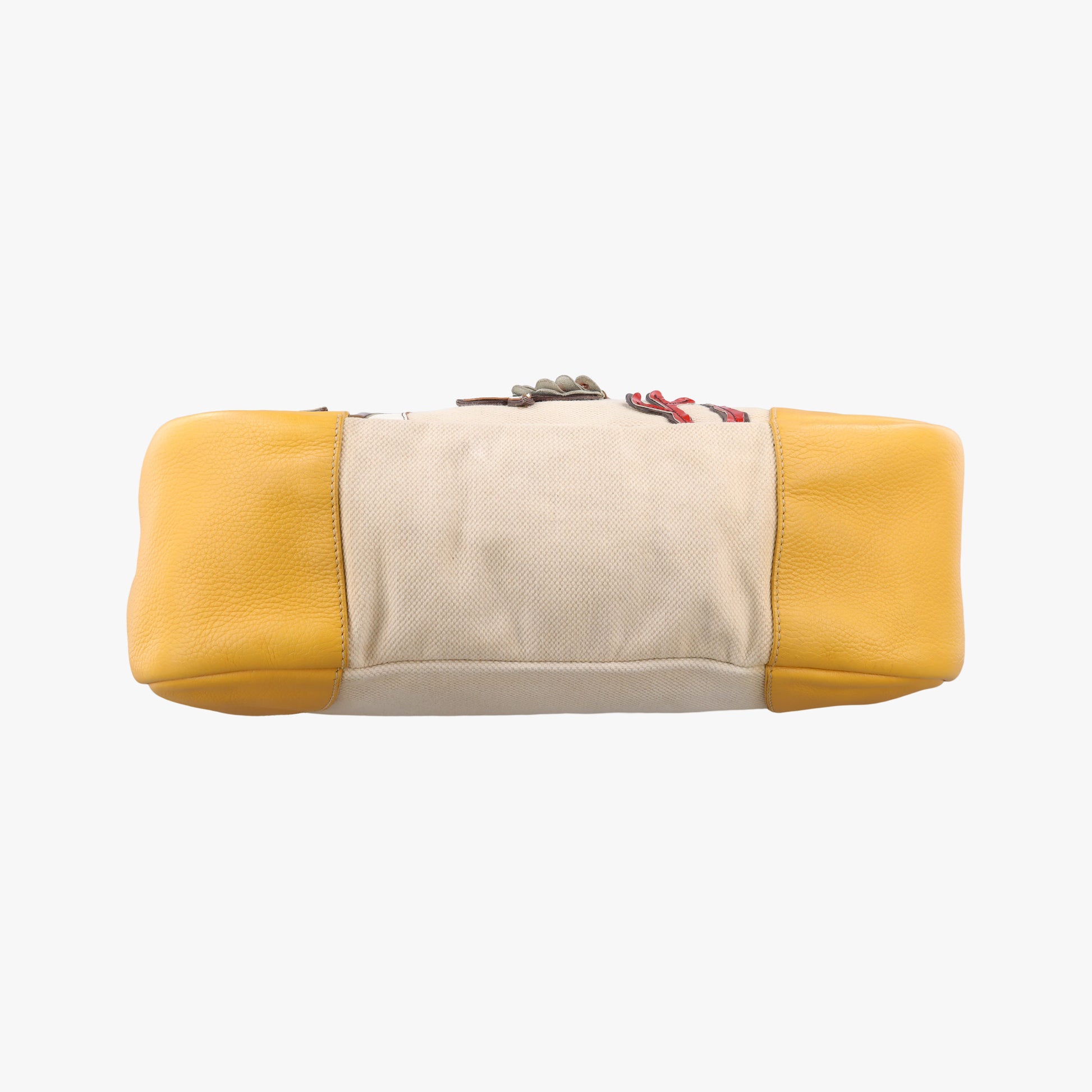 Tote bag Beige x Yellowe x multi Canvas x Leather 117トートバッグ ベージュxイエローxマルチ キャンバスxレザー 117
