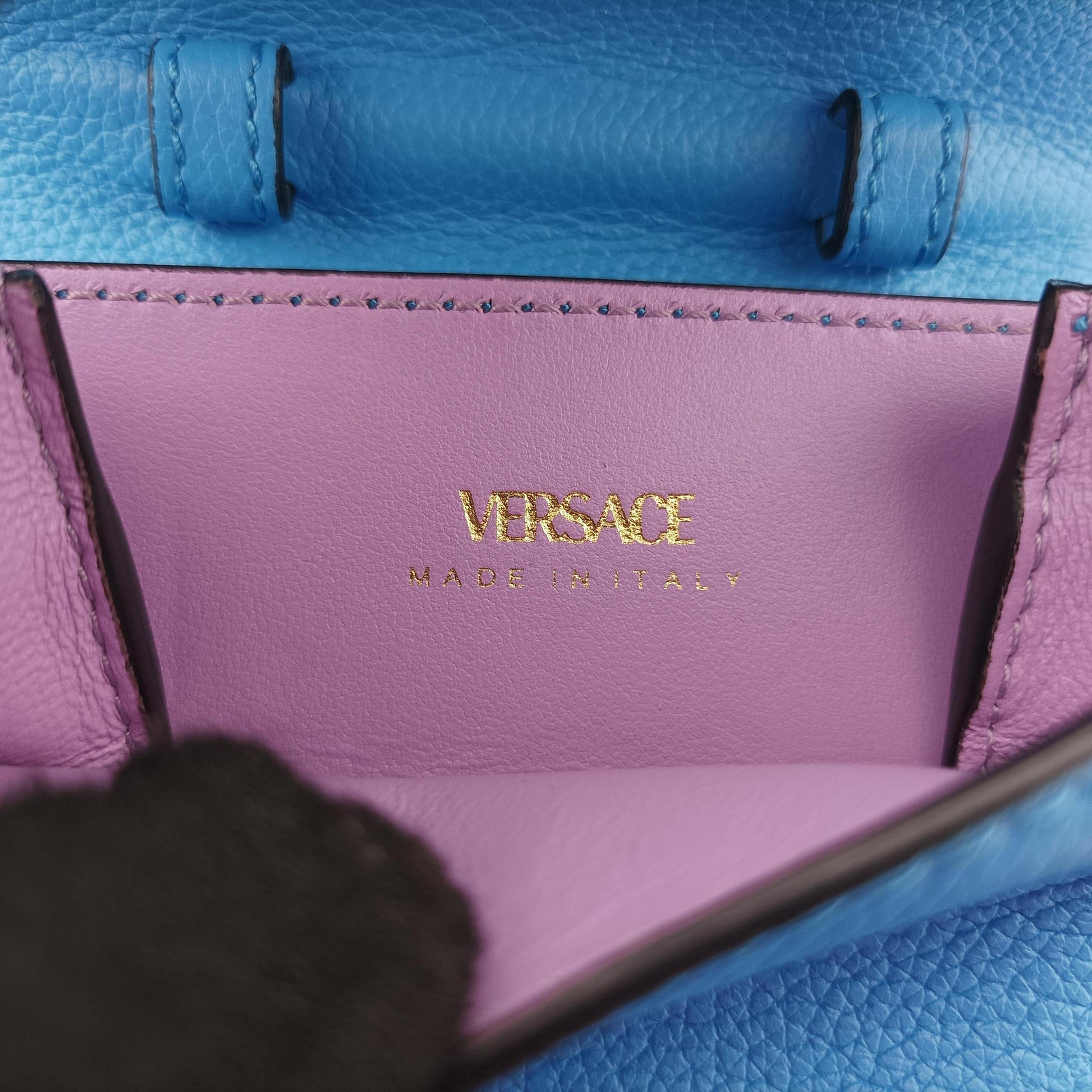Medusa phone bag Blue Leather メドゥーサ フォンバッグ ブルー レザー 