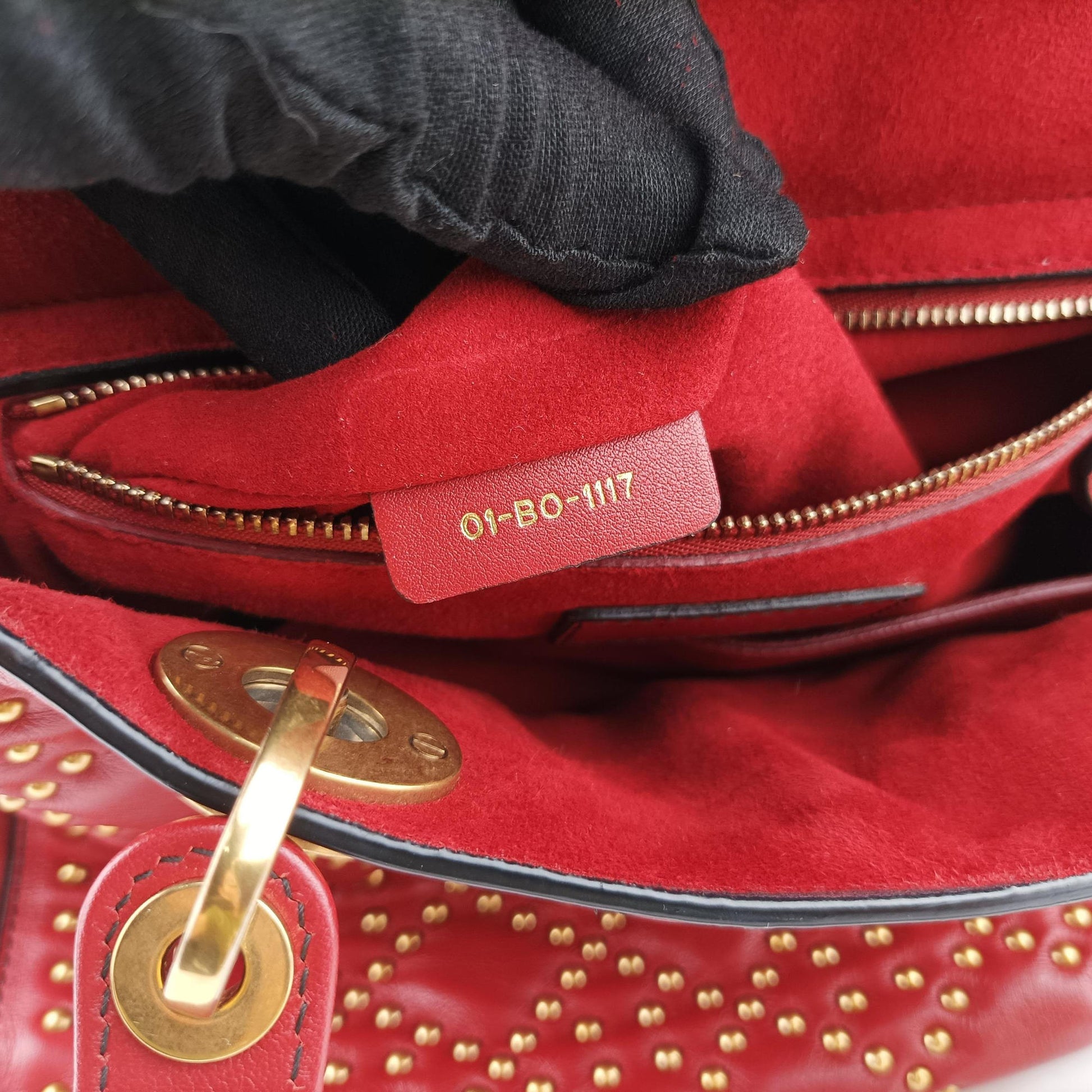 Lady Dior Red Leather 01-BO-1117レディディオール レッド レザー 01-BO-1117