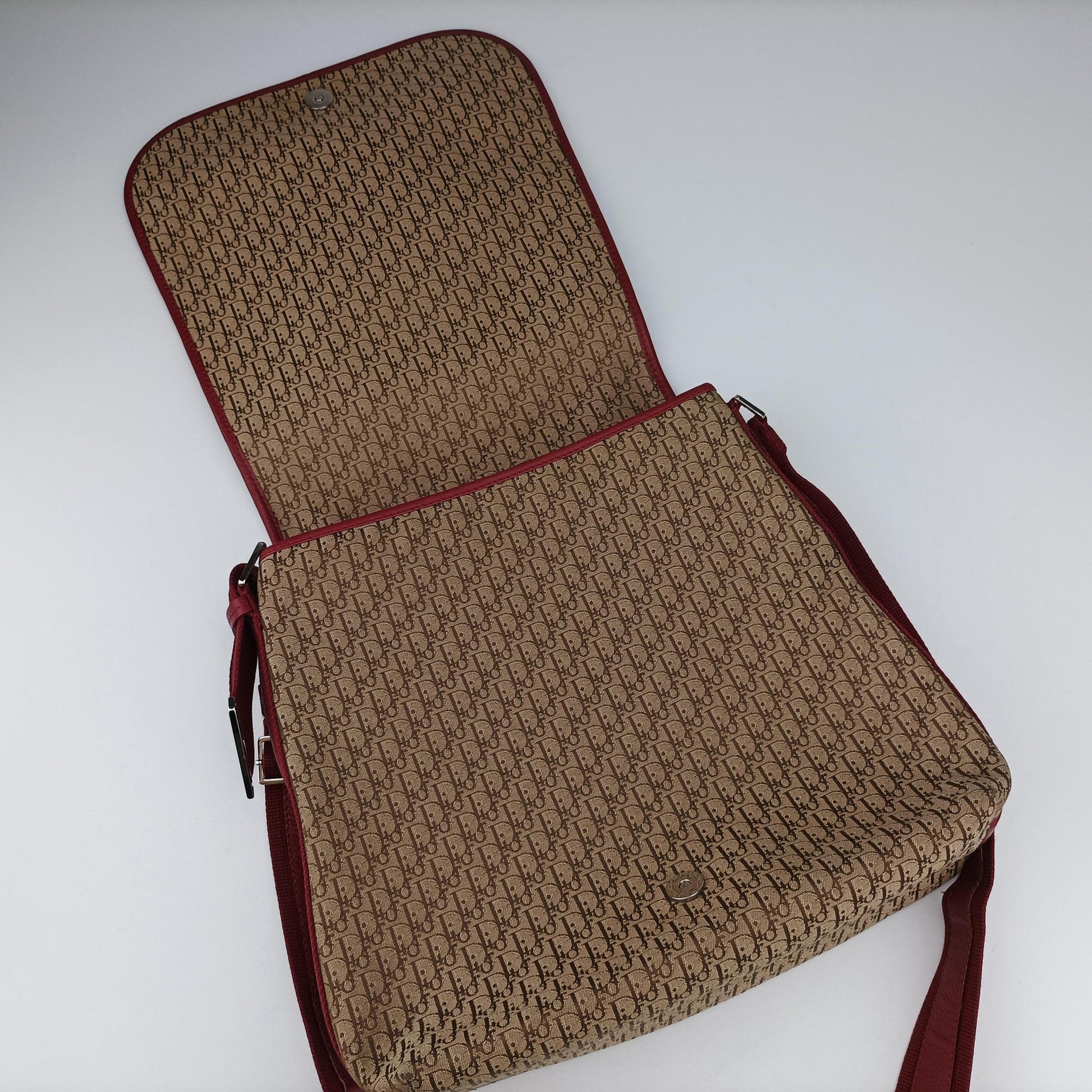 Street Chic Messenger Red × Brown Jacquard Canvas×Leather 07-BO-1015ストリートシック メッセンジャー レッド × ブラウン ジャガード キャンバス × カーフレザー 07-BO-1015