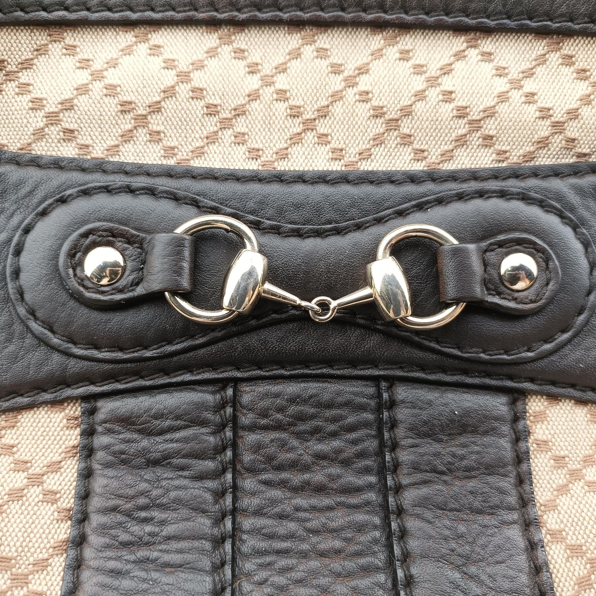 Horsebit Diamante Beige × Dark Brown Canvas×Leather 247286 B6612517ホースビット ディアマンテ ベージュ × ダークブラウン キャンバス×レザー 247286 B6612517