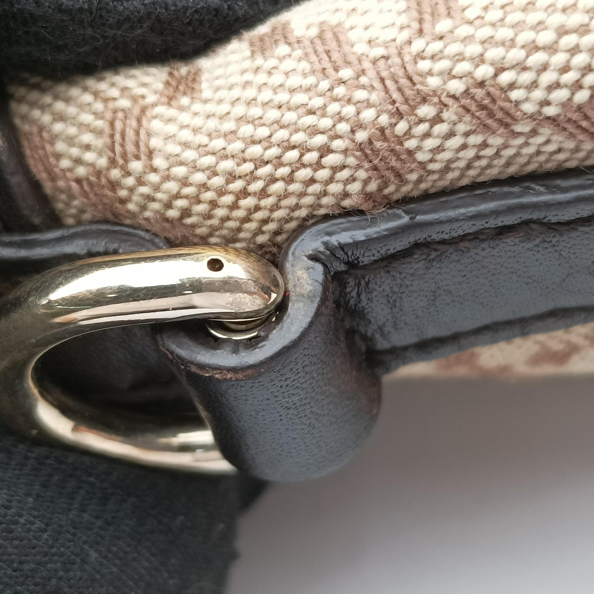 Horsebit Diamante Beige × Dark Brown Canvas×Leather 247286 B6612517ホースビット ディアマンテ ベージュ × ダークブラウン キャンバス×レザー 247286 B6612517