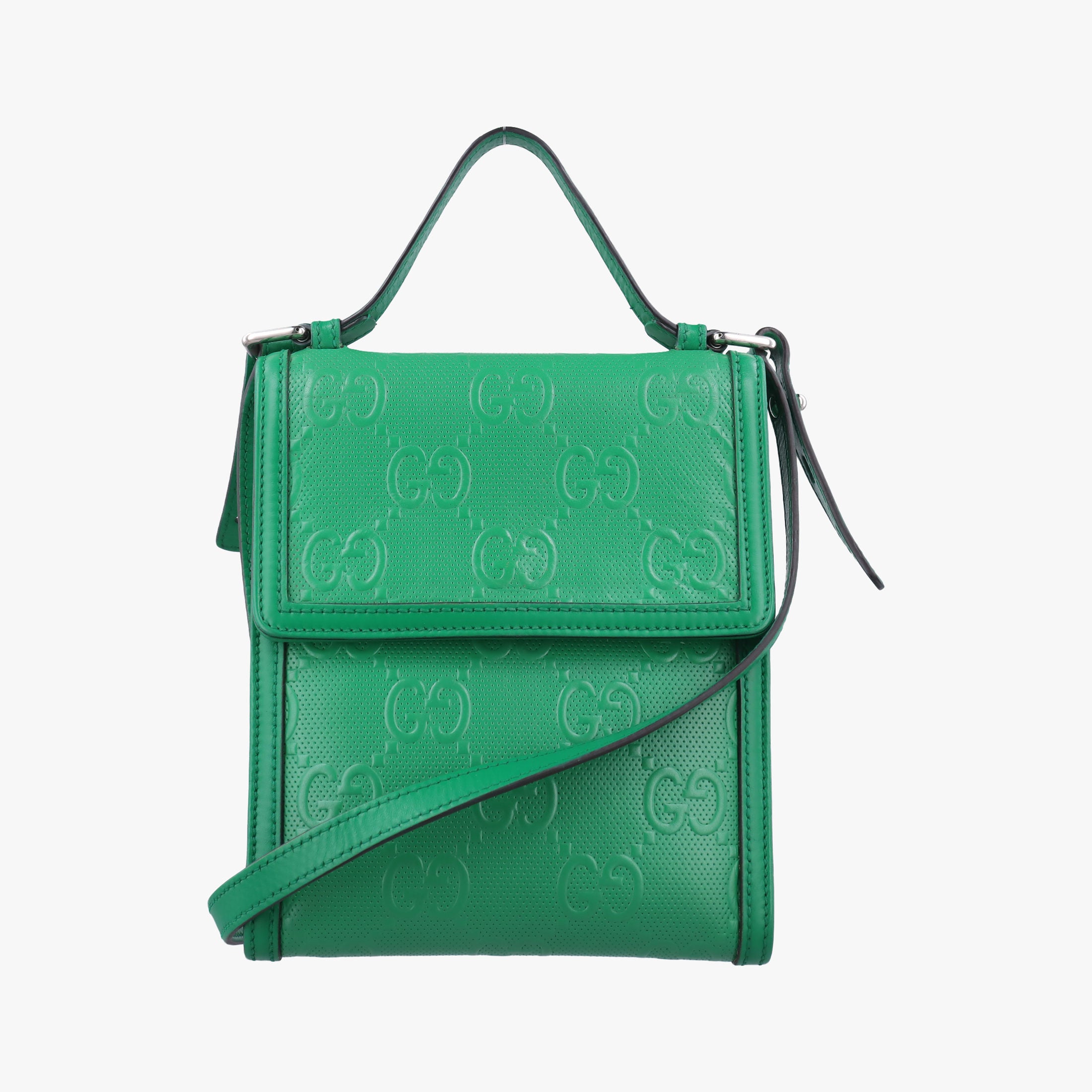 GG Embossed Messenger Bag Green Leather 625782 D033107394GGエンボス メッセンジャー グリーン レザー 625782 D033107394