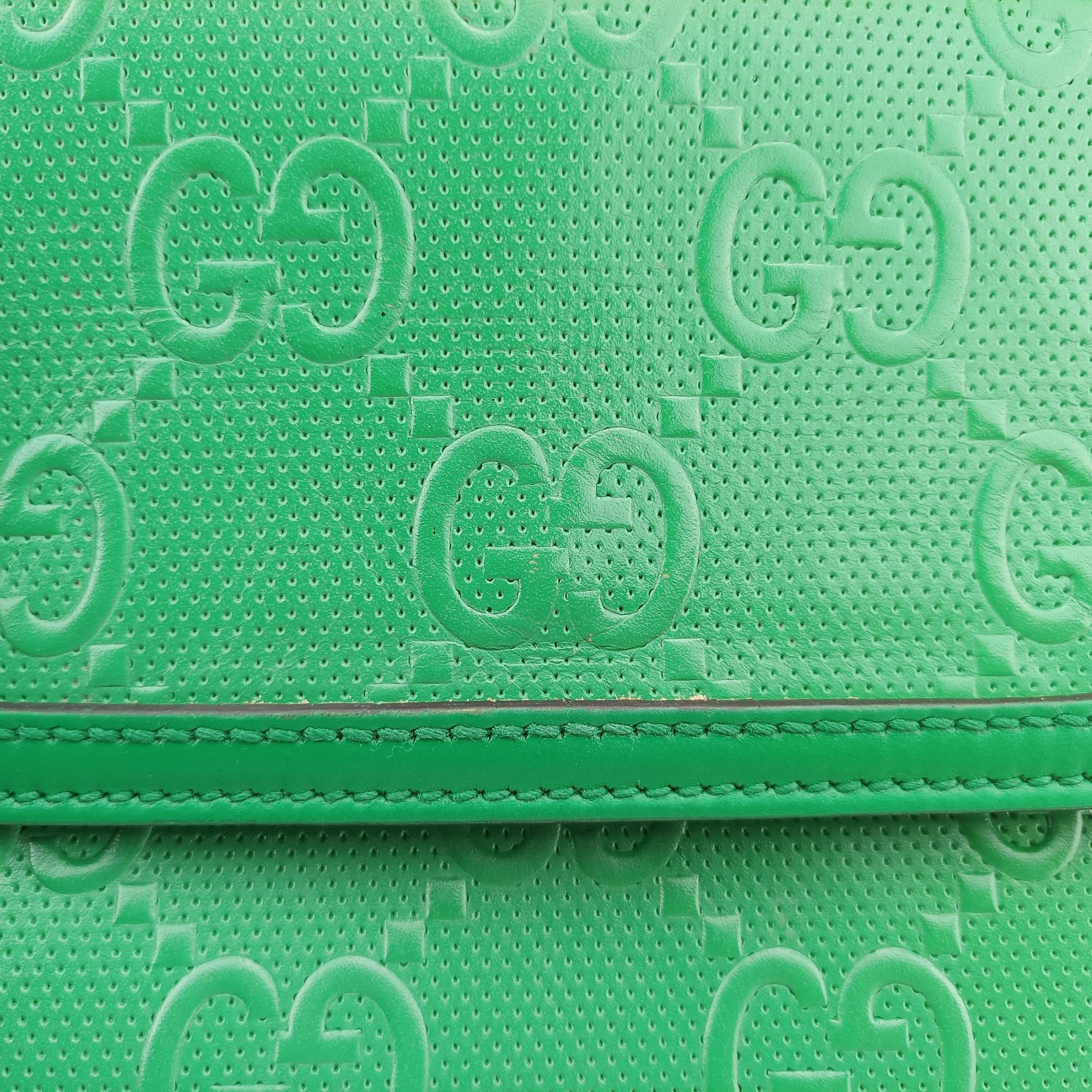 GG Embossed Messenger Bag Green Leather 625782 D033107394GGエンボス メッセンジャー グリーン レザー 625782 D033107394
