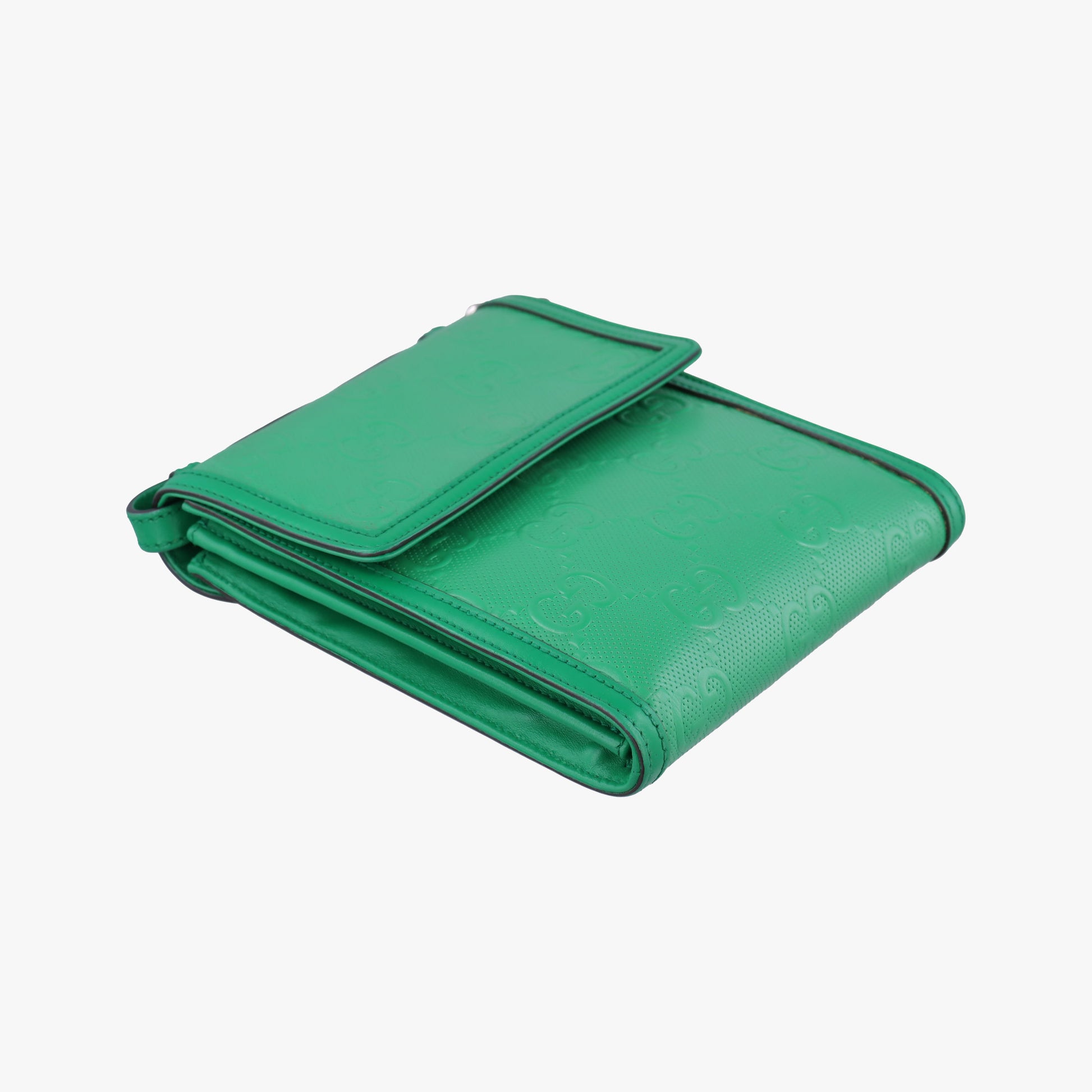 GG Embossed Messenger Bag Green Leather 625782 D033107394GGエンボス メッセンジャー グリーン レザー 625782 D033107394