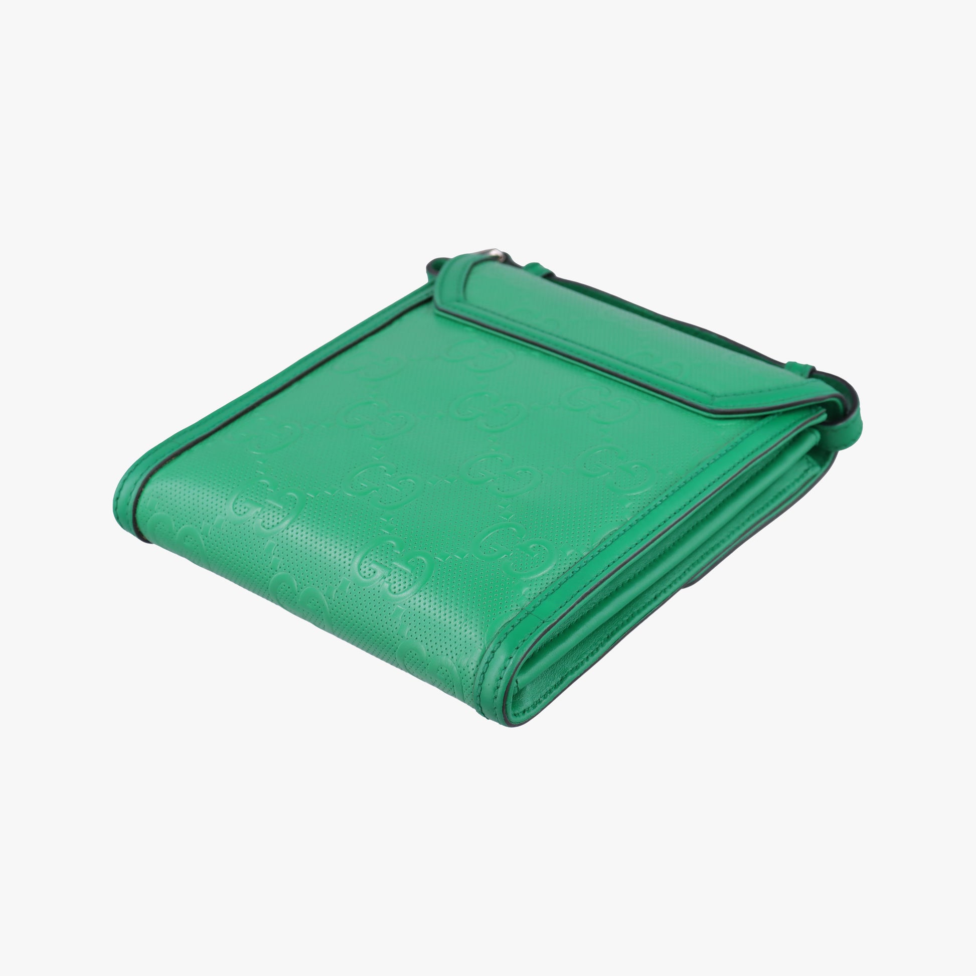 GG Embossed Messenger Bag Green Leather 625782 D033107394GGエンボス メッセンジャー グリーン レザー 625782 D033107394