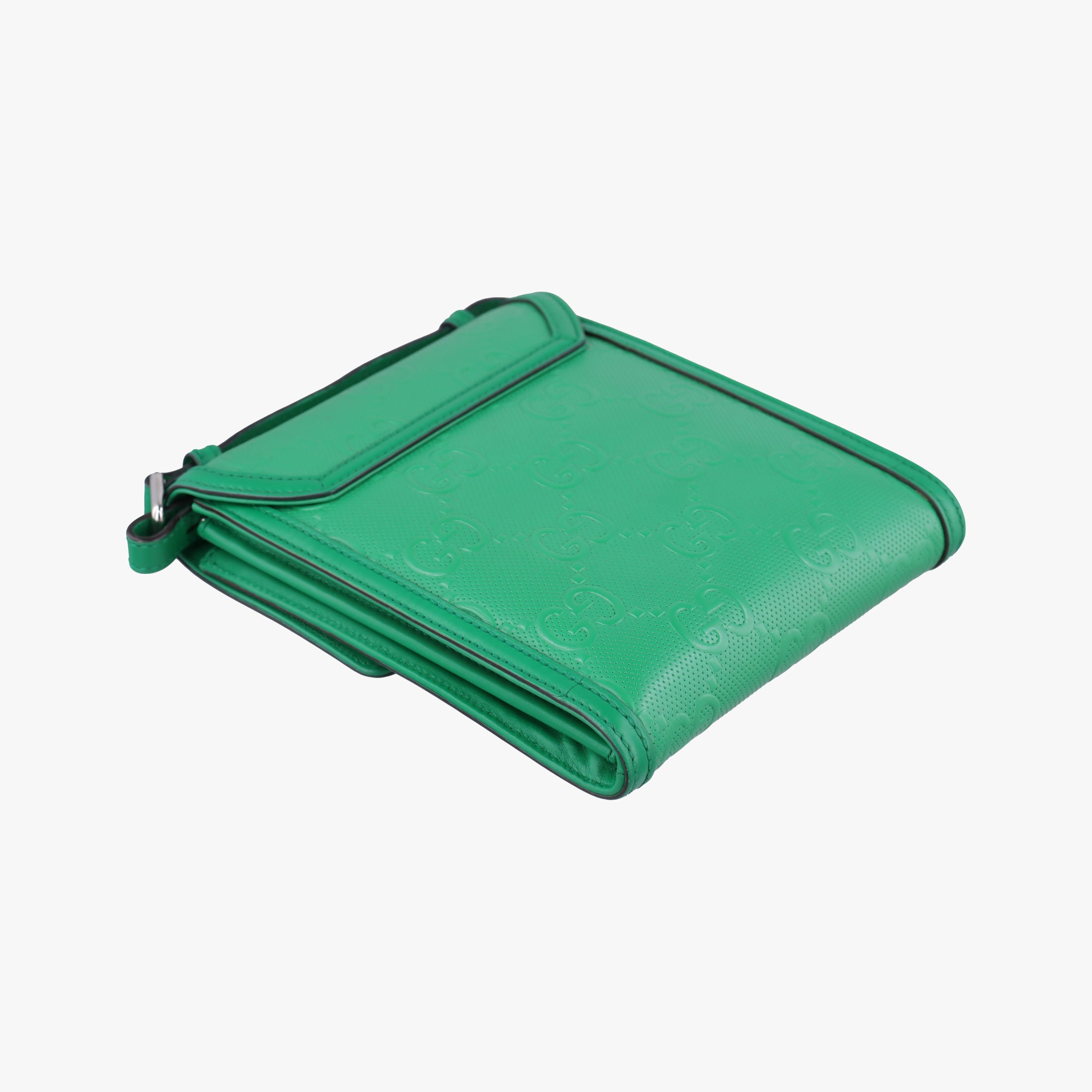 GG Embossed Messenger Bag Green Leather 625782 D033107394GGエンボス メッセンジャー グリーン レザー 625782 D033107394