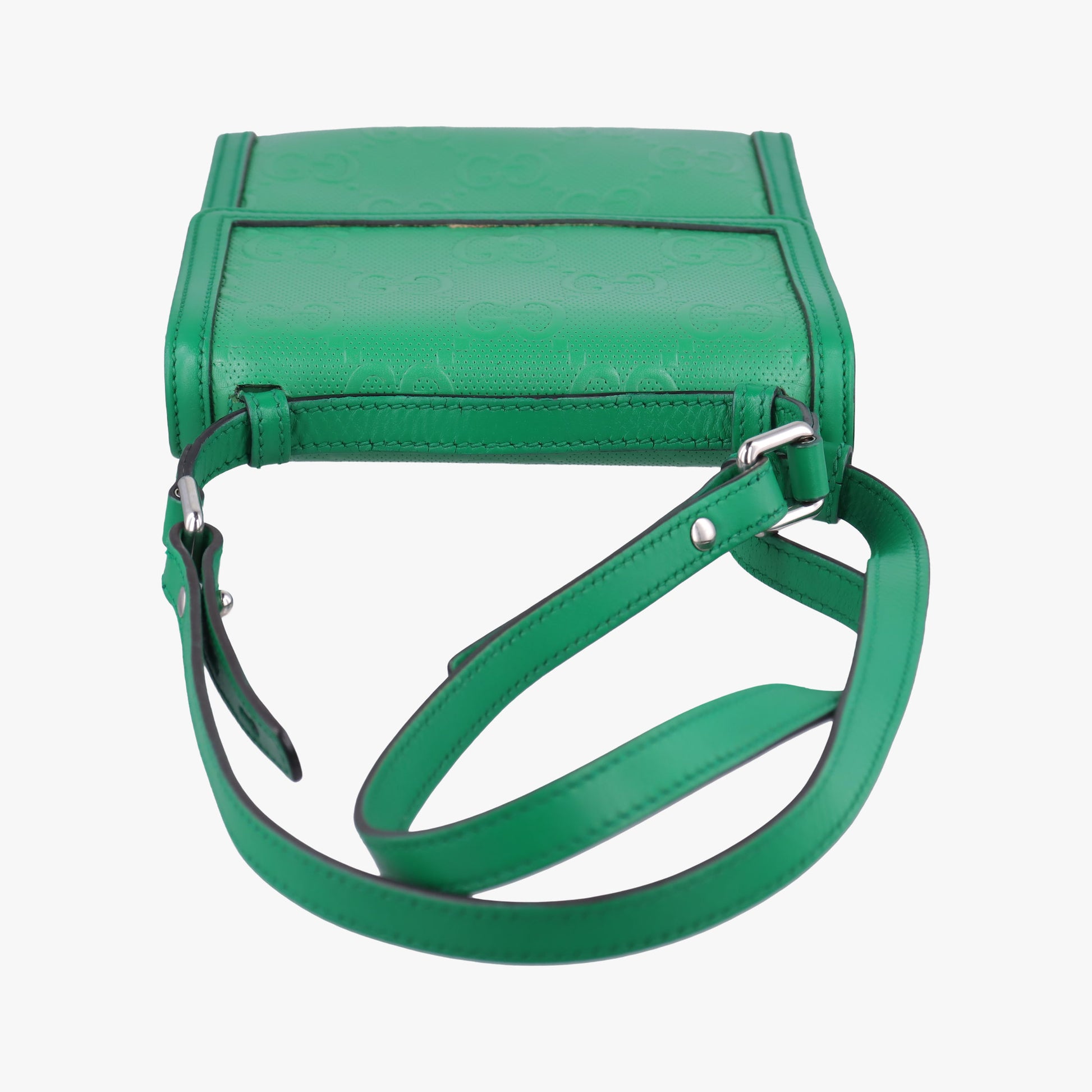 GG Embossed Messenger Bag Green Leather 625782 D033107394GGエンボス メッセンジャー グリーン レザー 625782 D033107394