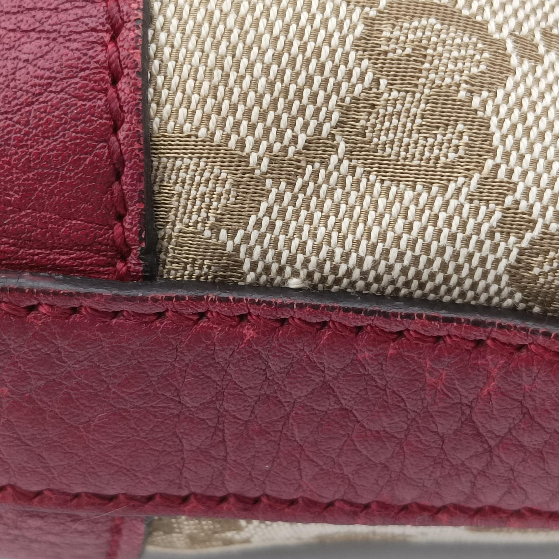 Miss GG Hobo khaki canvas×leather 326514 G015612893ミス　GG　ホーボー カーキ×レッド キャンバス×レザー 326514 G015612893
