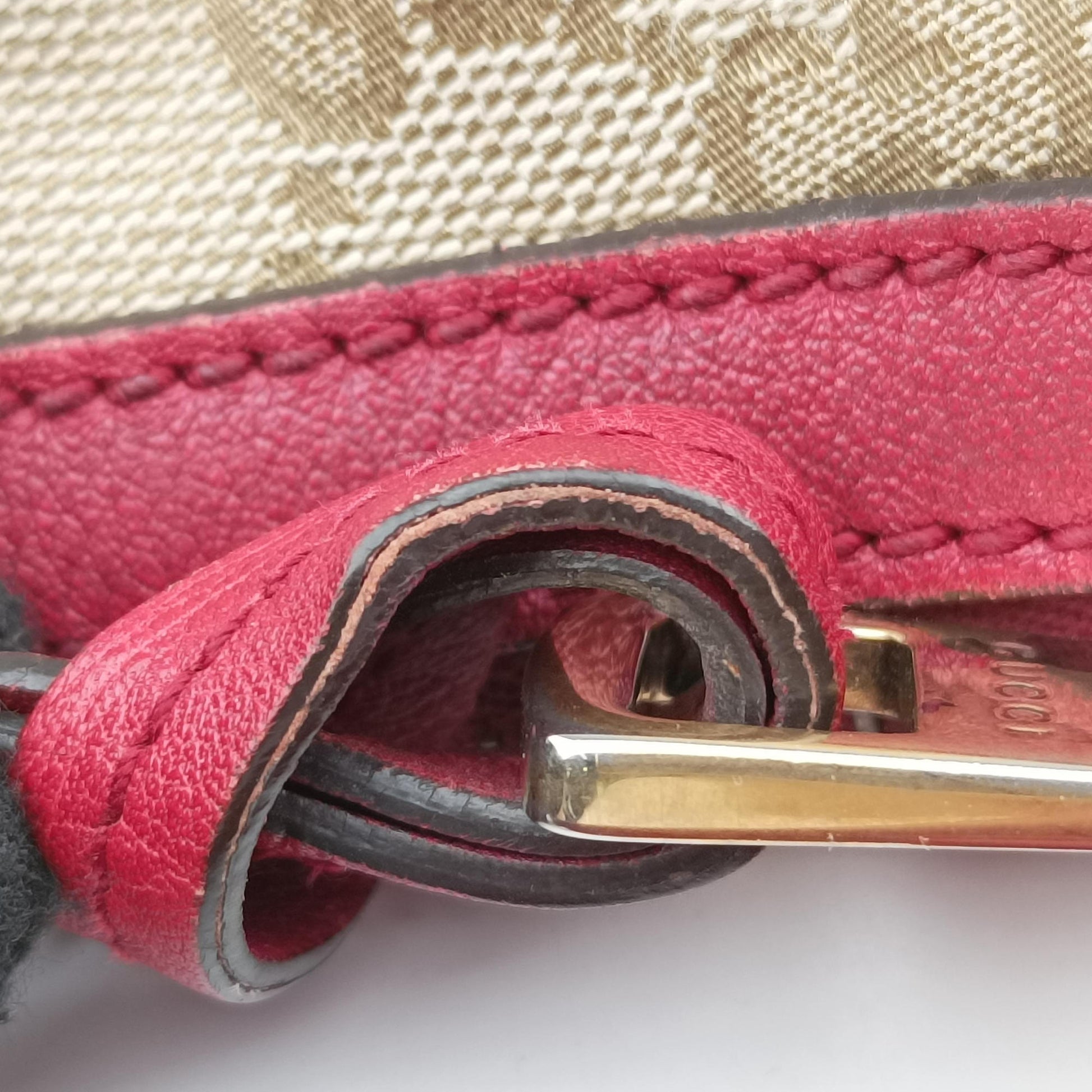 Miss GG Hobo khaki canvas×leather 326514 G015612893ミス　GG　ホーボー カーキ×レッド キャンバス×レザー 326514 G015612893