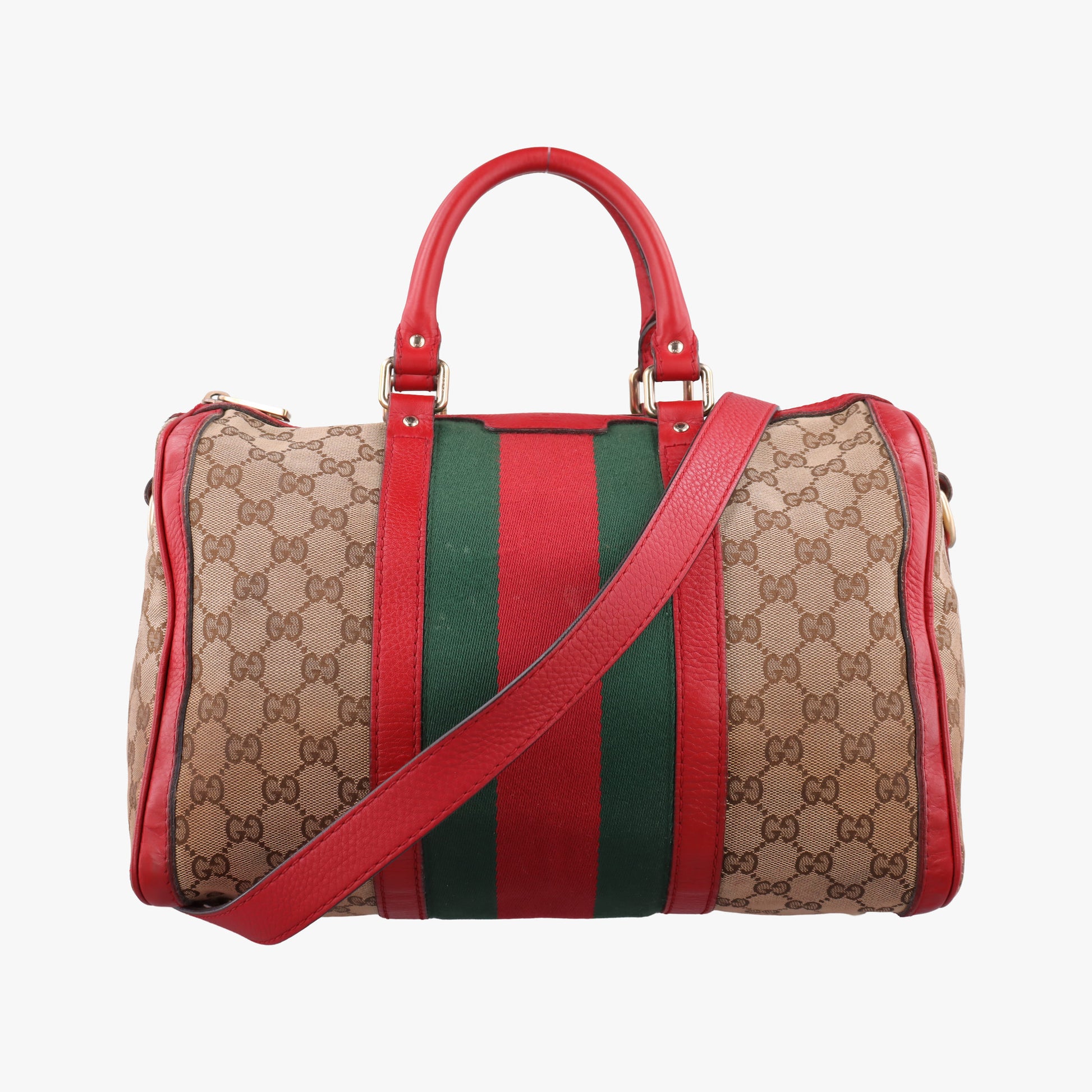 Sherry Line Beige×Red×Green canvas×leather 247205 A018136480シェリーライン ベージュ×レッド×グリーン キャンバス×レザー 247205 A018136480