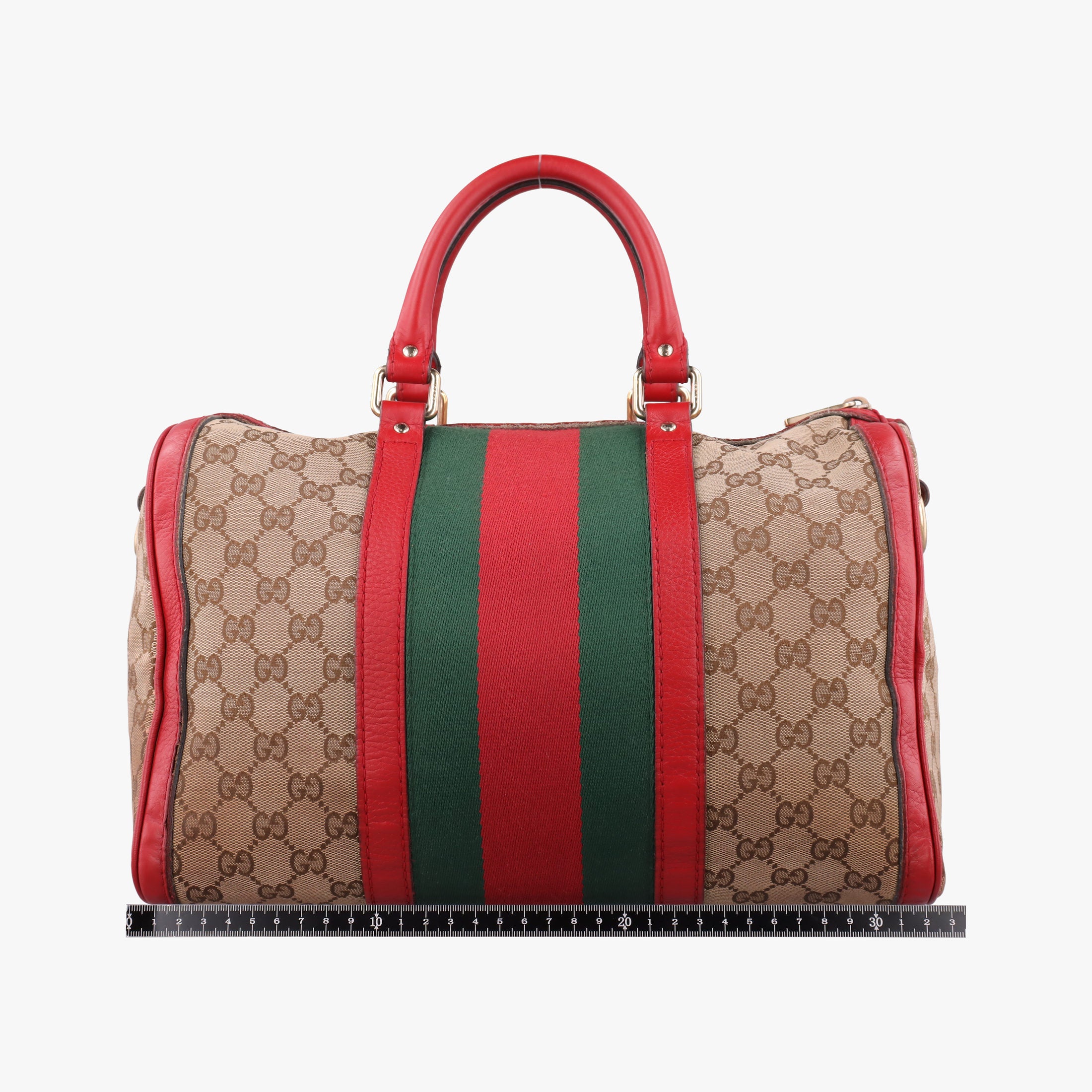 Sherry Line Beige×Red×Green canvas×leather 247205 A018136480シェリーライン ベージュ×レッド×グリーン キャンバス×レザー 247205 A018136480