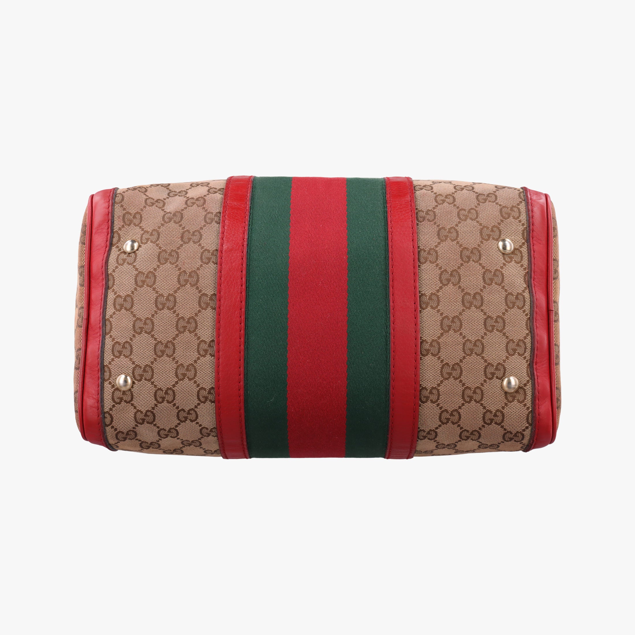 Sherry Line Beige×Red×Green canvas×leather 247205 A018136480シェリーライン ベージュ×レッド×グリーン キャンバス×レザー 247205 A018136480
