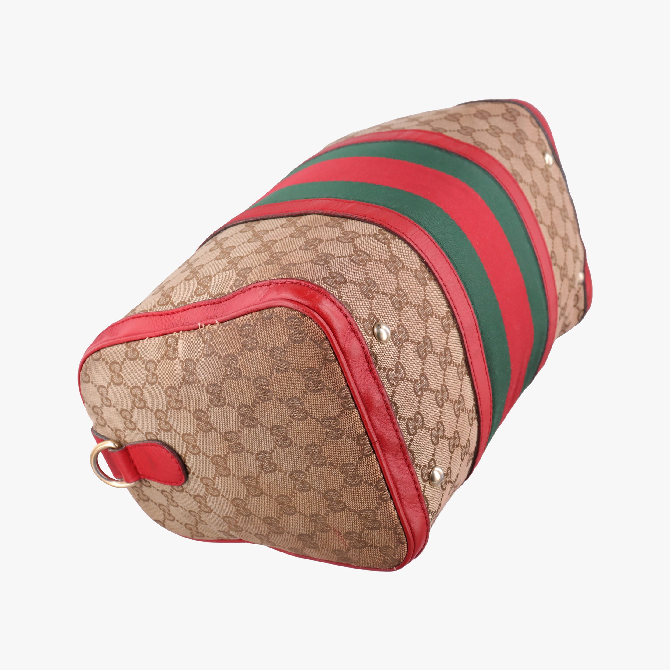 Sherry Line Beige×Red×Green canvas×leather 247205 A018136480シェリーライン ベージュ×レッド×グリーン キャンバス×レザー 247205 A018136480