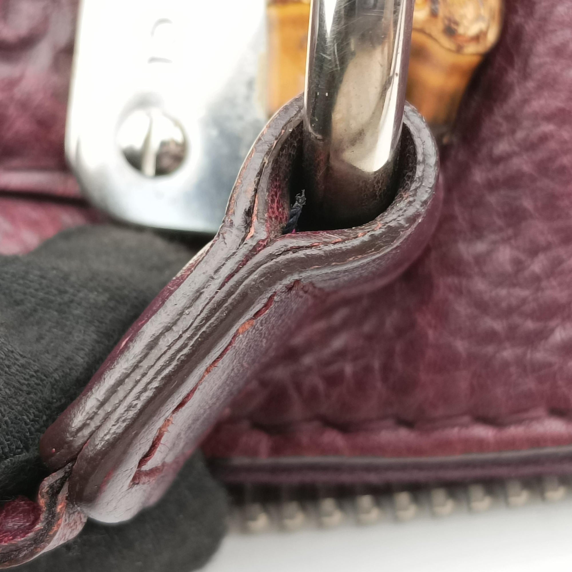 Medium Bamboo Burgundy Leather 232959 B6782858ミディアム バンブー ワインレッド レザー 232959 B6782858