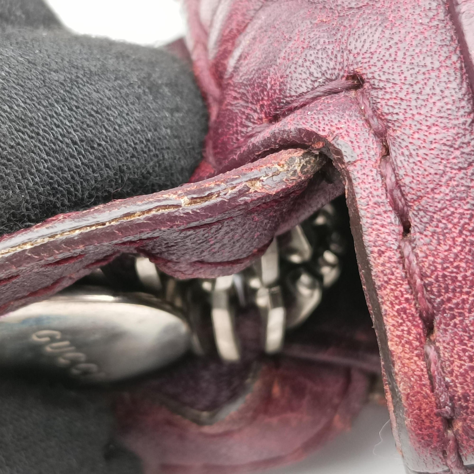 Medium Bamboo Burgundy Leather 232959 B6782858ミディアム バンブー ワインレッド レザー 232959 B6782858