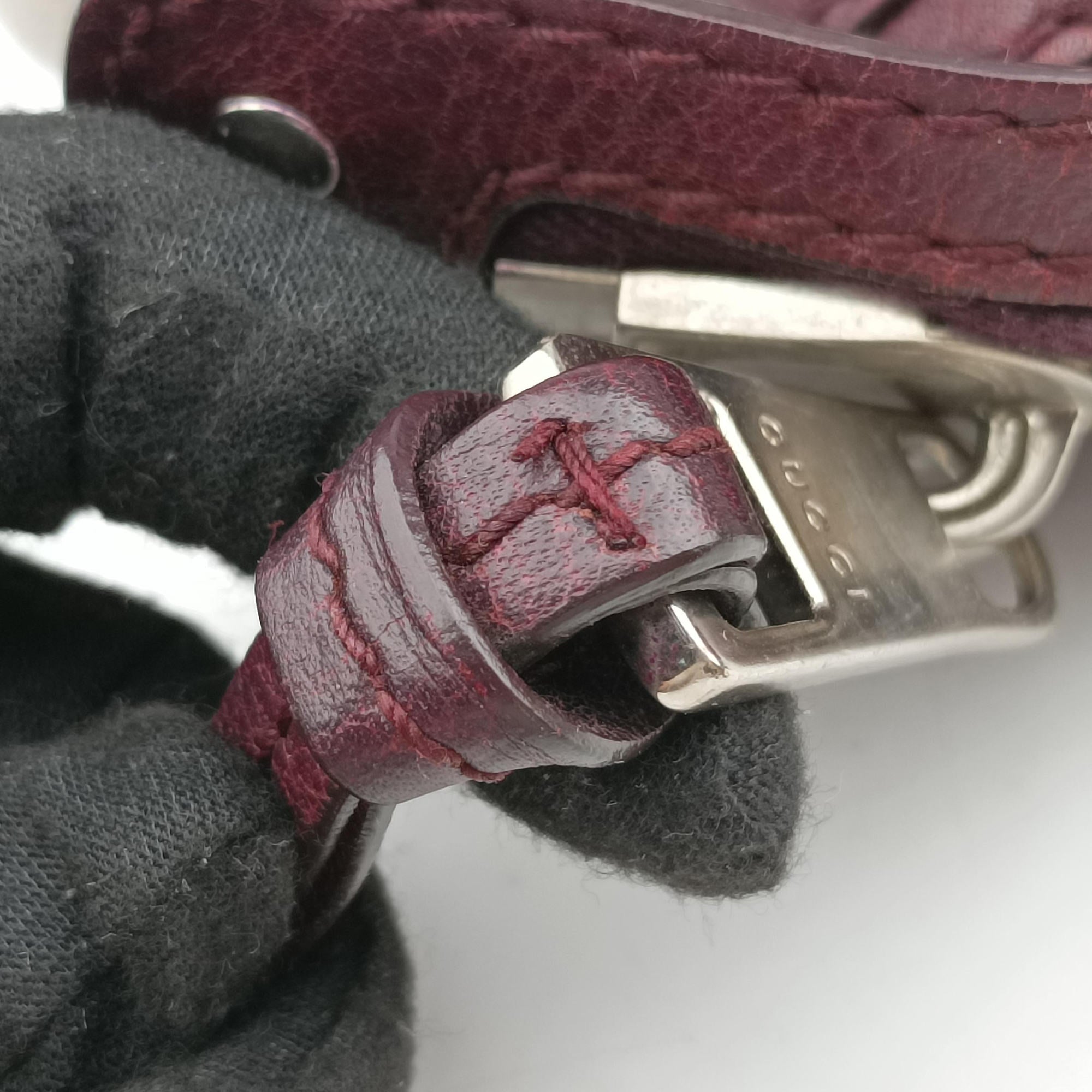 Medium Bamboo Burgundy Leather 232959 B6782858ミディアム バンブー ワインレッド レザー 232959 B6782858
