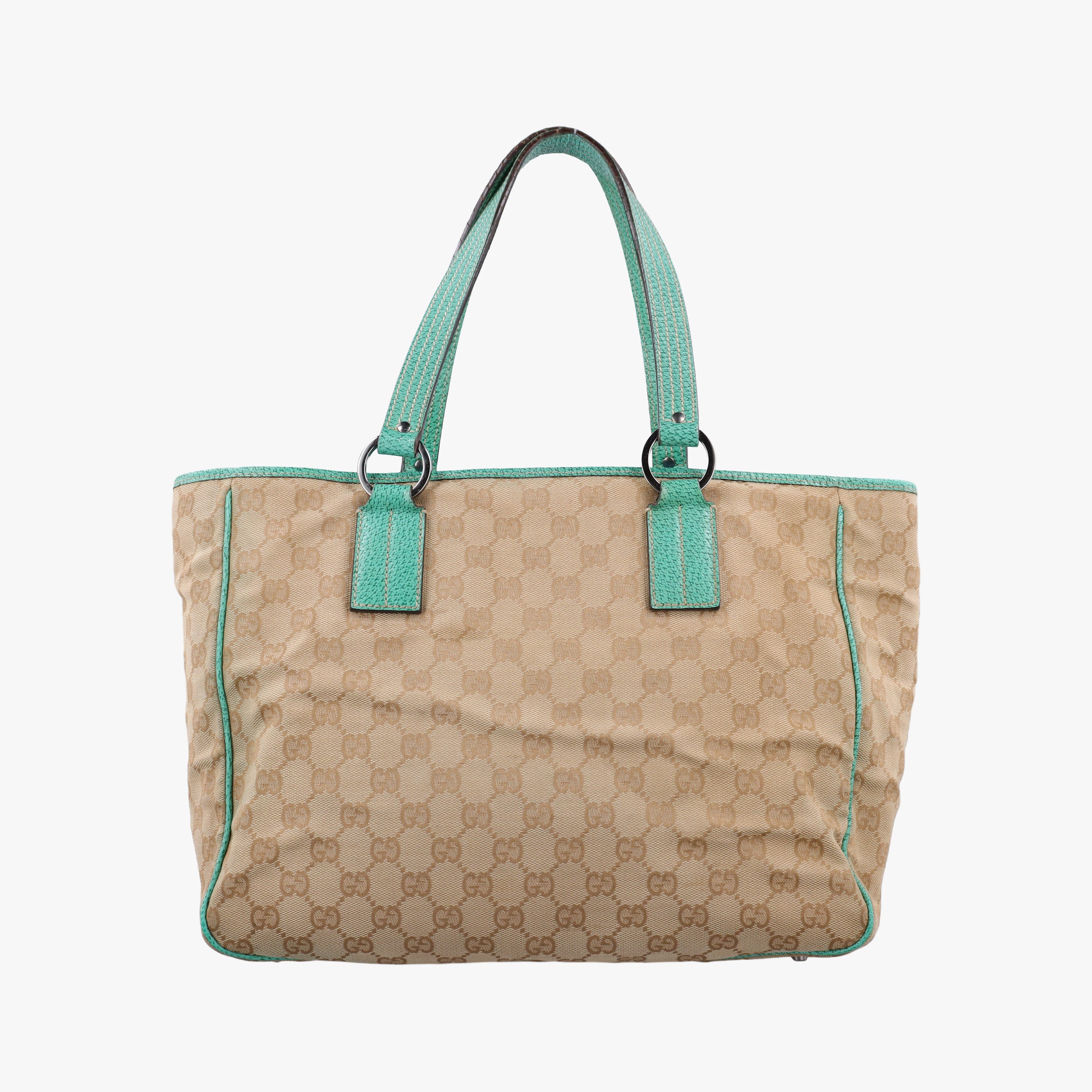 GG Canvas Tote Beige × Green canvas×leather 113017 GGキャンバス トート ベージュ x グリーン キャンバス×レザー 113017 