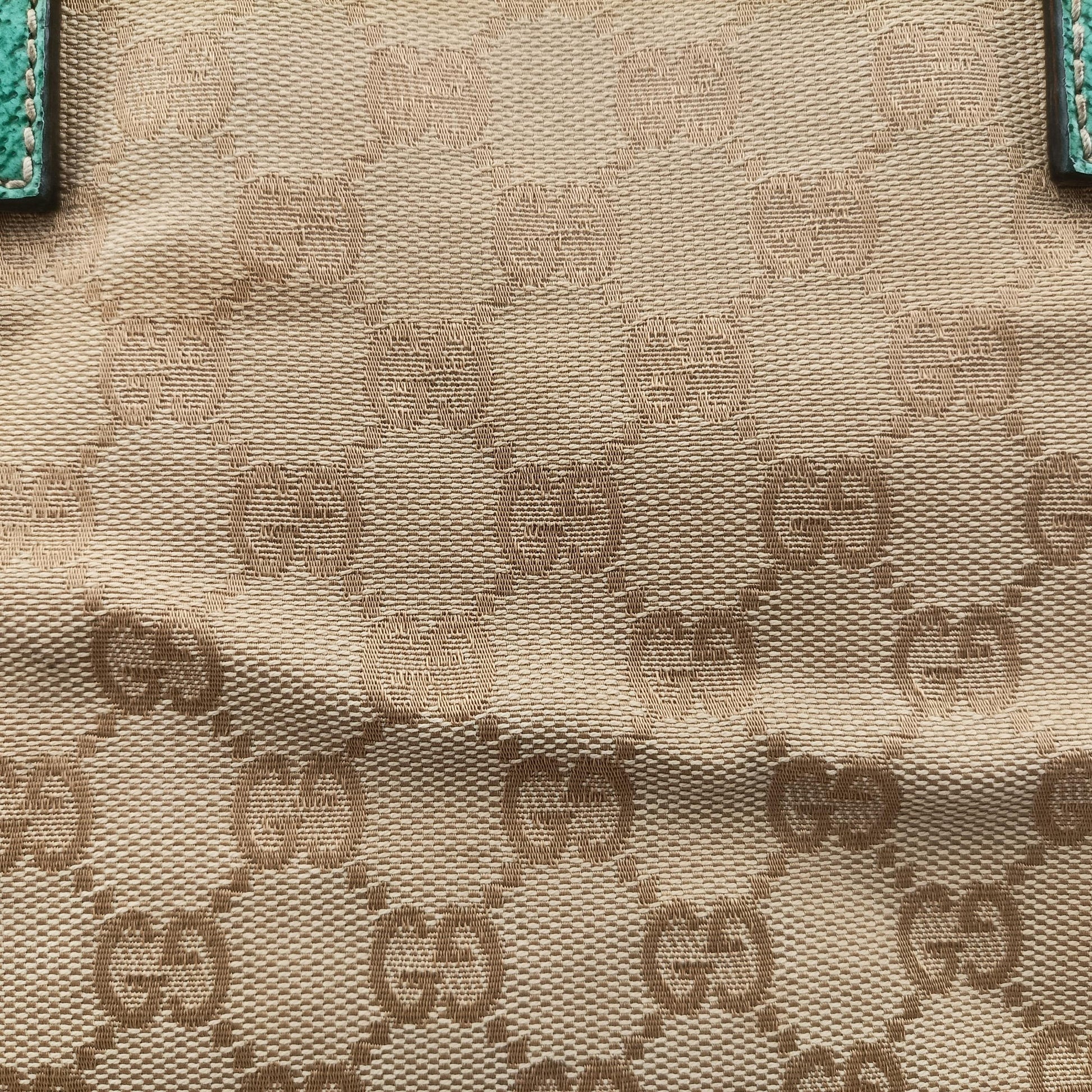 GG Canvas Tote Beige × Green canvas×leather 113017 GGキャンバス トート ベージュ x グリーン キャンバス×レザー 113017 