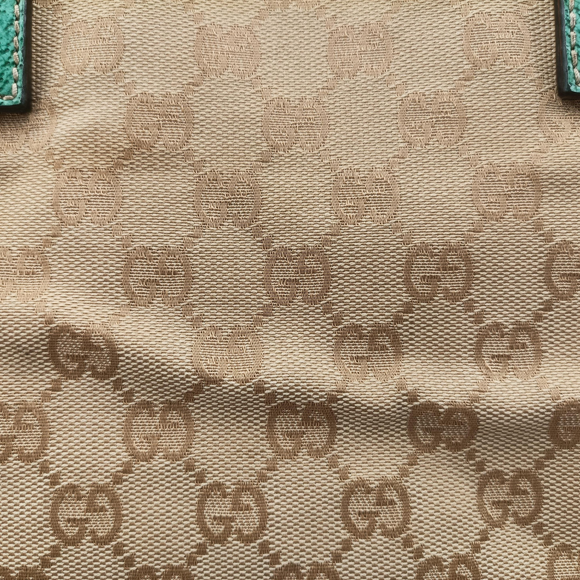 GG Canvas Tote Beige × Green canvas×leather 113017 GGキャンバス トート ベージュ x グリーン キャンバス×レザー 113017 
