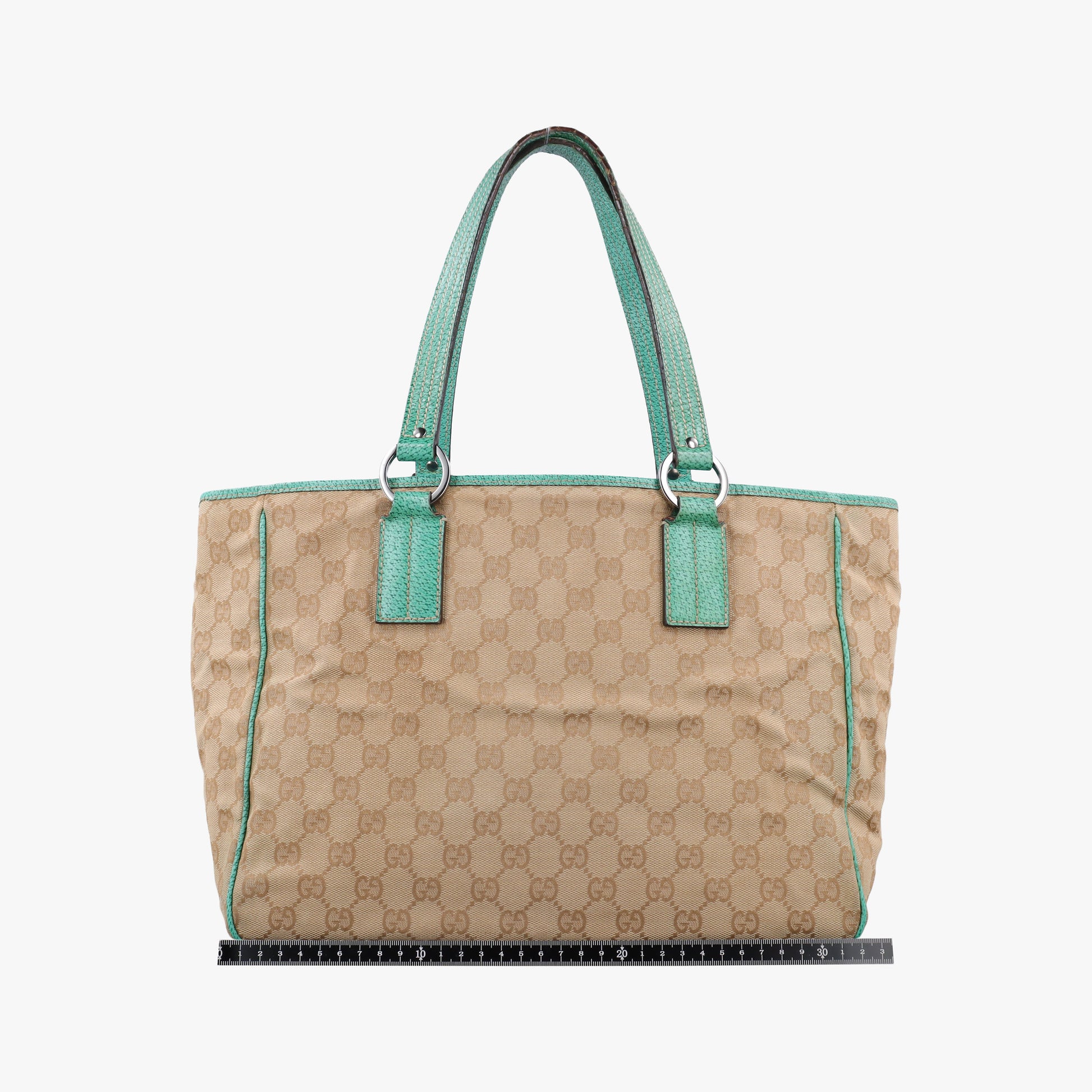GG Canvas Tote Beige × Green canvas×leather 113017 GGキャンバス トート ベージュ x グリーン キャンバス×レザー 113017 