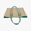 GG Canvas Tote Beige × Green canvas×leather 113017 GGキャンバス トート ベージュ x グリーン キャンバス×レザー 113017 