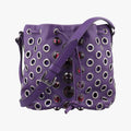 Grommet Mini Jewel Embellished Drawstring Bucket Purple lambskin 197/Bグロメットミニ ジュエルエンベリッシュド ドローストリング バケット パープル ラムスキン 197/B