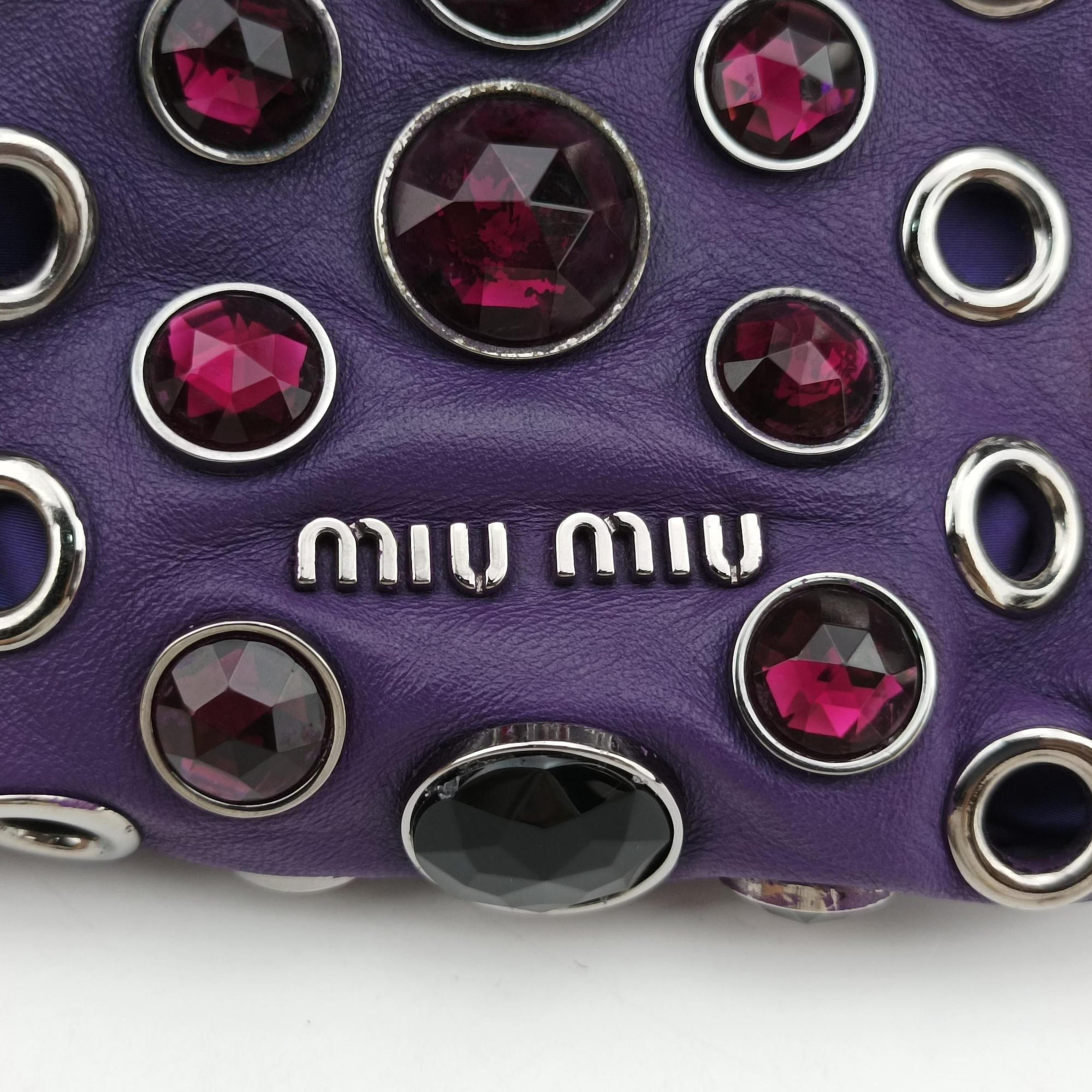 Grommet Mini Jewel Embellished Drawstring Bucket Purple lambskin 197/Bグロメットミニ ジュエルエンベリッシュド ドローストリング バケット パープル ラムスキン 197/B