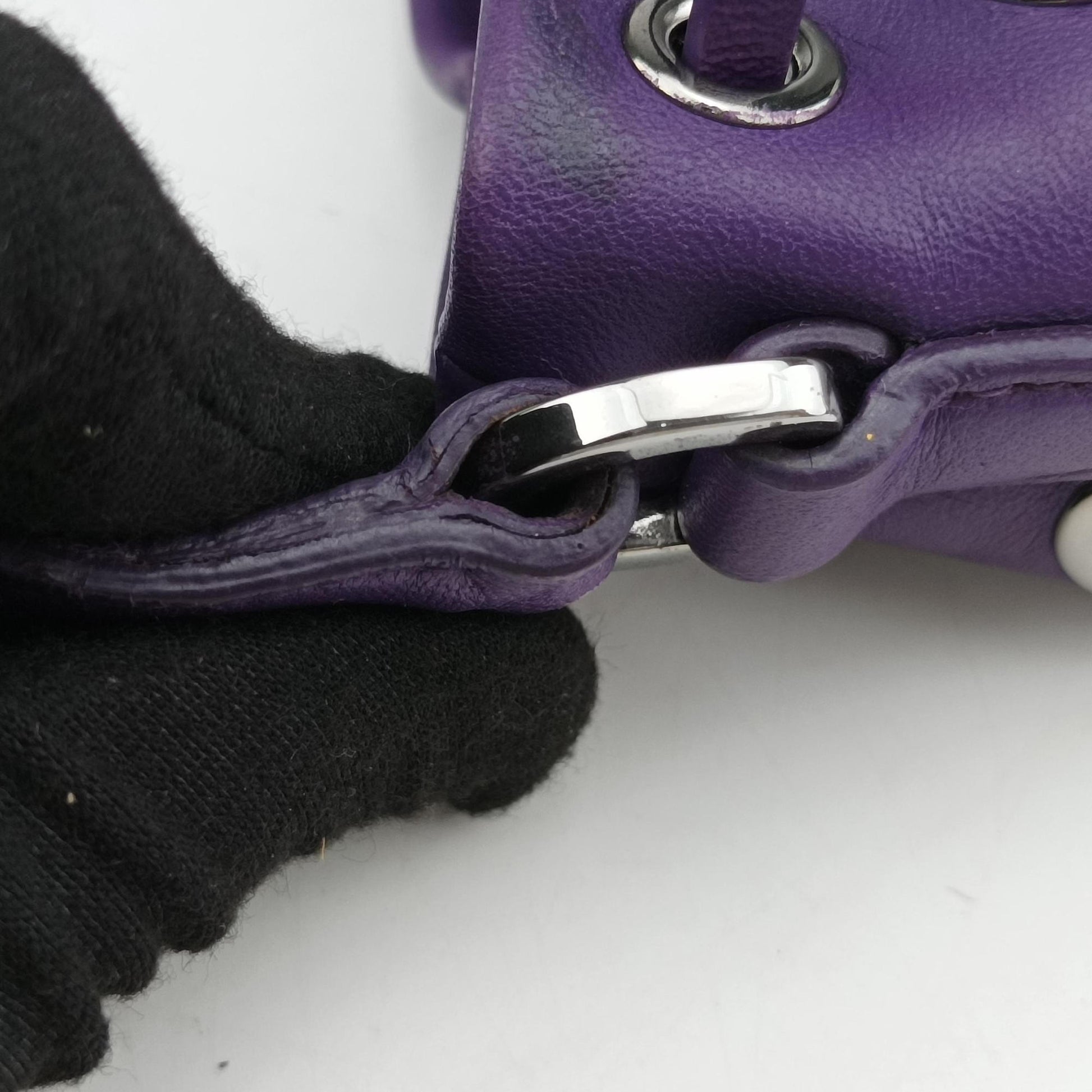Grommet Mini Jewel Embellished Drawstring Bucket Purple lambskin 197/Bグロメットミニ ジュエルエンベリッシュド ドローストリング バケット パープル ラムスキン 197/B