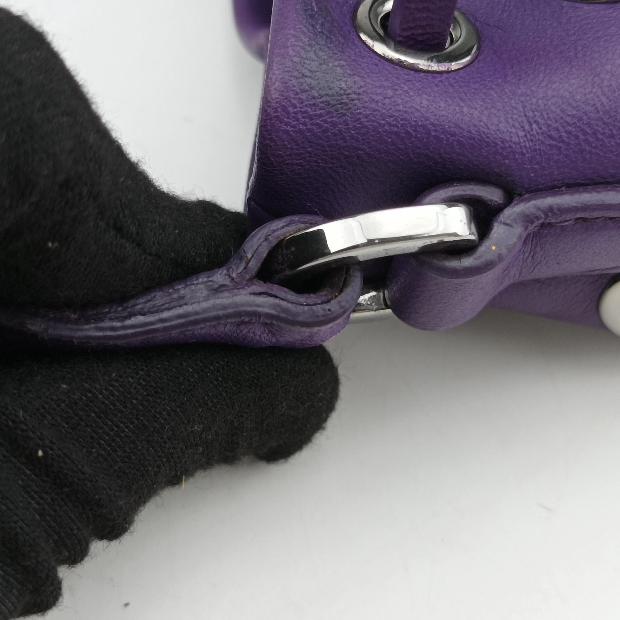 Grommet Mini Jewel Embellished Drawstring Bucket Purple lambskin 197/Bグロメットミニ ジュエルエンベリッシュド ドローストリング バケット パープル ラムスキン 197/B