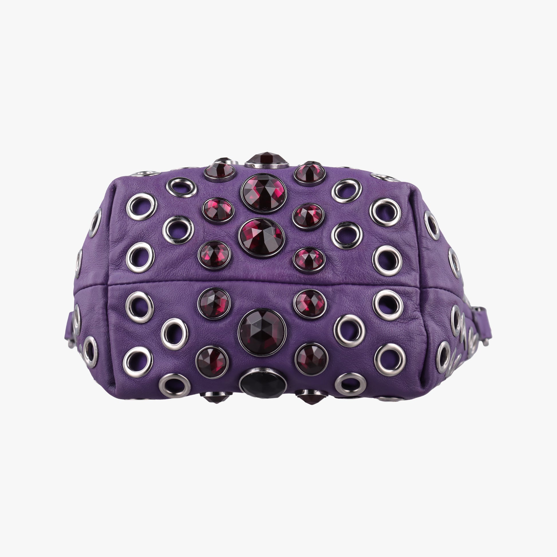 Grommet Mini Jewel Embellished Drawstring Bucket Purple lambskin 197/Bグロメットミニ ジュエルエンベリッシュド ドローストリング バケット パープル ラムスキン 197/B
