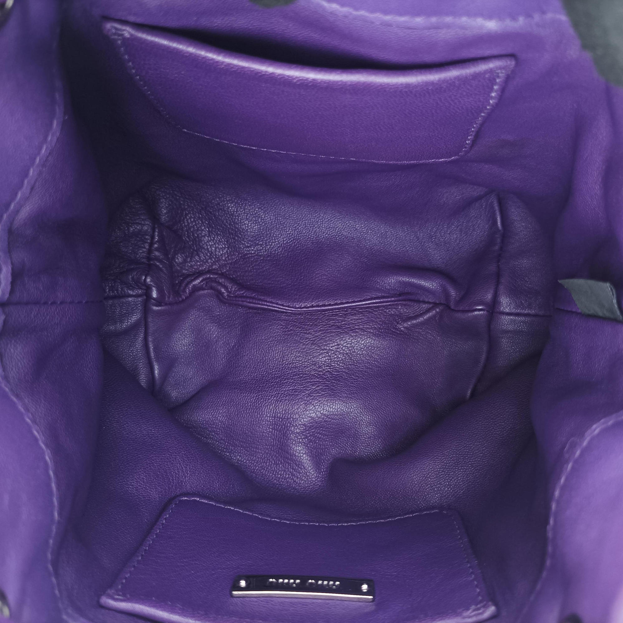 Grommet Mini Jewel Embellished Drawstring Bucket Purple lambskin 197/Bグロメットミニ ジュエルエンベリッシュド ドローストリング バケット パープル ラムスキン 197/B