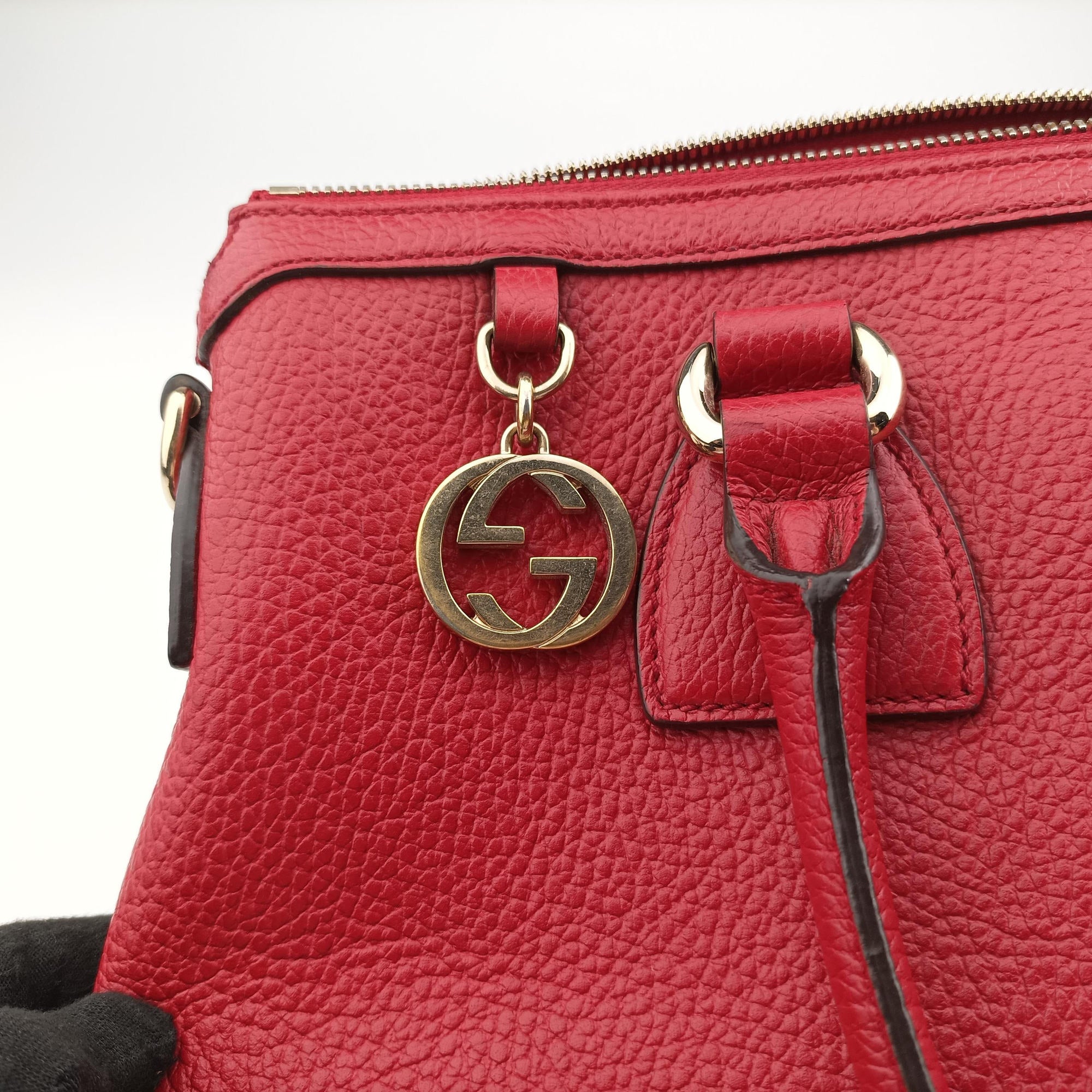 interlocking G Charmy Red Leather 449659 C021408488インターロッキングG チャーム アウトレット レッド レザー 449659 C021408488