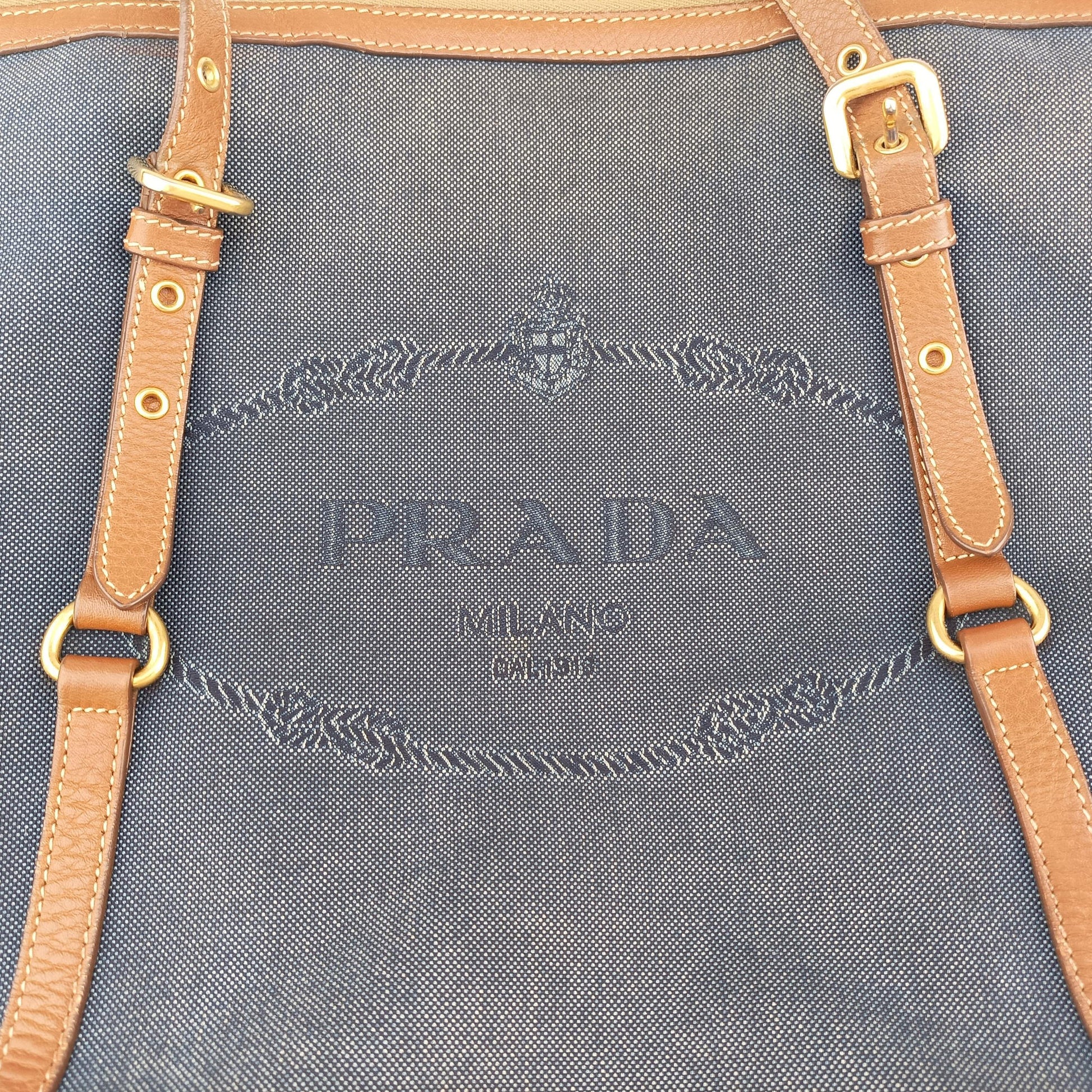 Logo Jacquard Blue × Brown Canvas × Leather BR4253 14ロゴジャガード ブルー × ブラウン キャンバス × レザー BR4253 14
