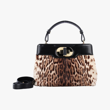 Leopard Print Black Leather× Fur 17763570レオパード 豹柄 ブラック レザー ×ファー 17763570