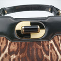 Leopard Print Black Leather× Fur 17763570レオパード 豹柄 ブラック レザー ×ファー 17763570