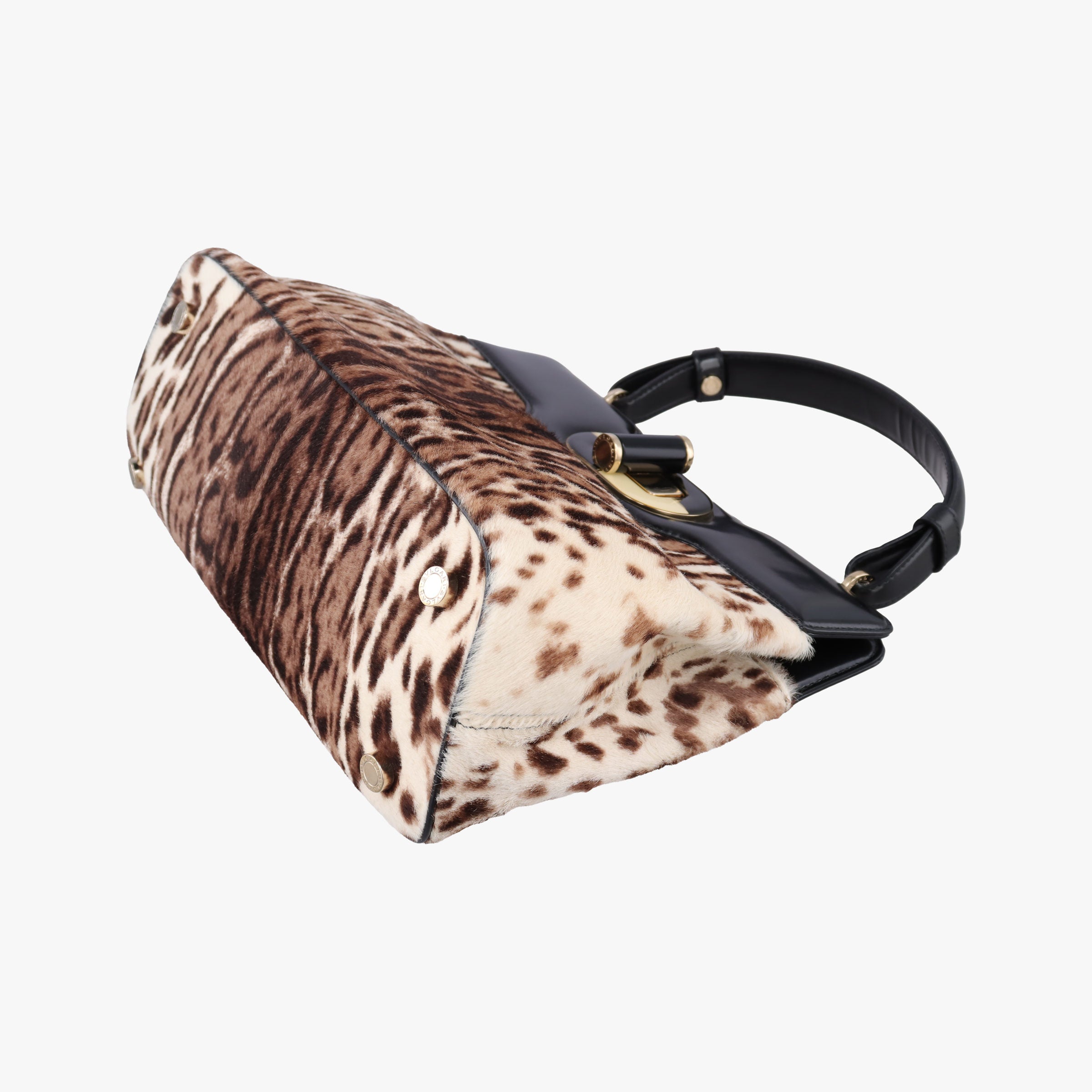 Leopard Print Black Leather× Fur 17763570レオパード 豹柄 ブラック レザー ×ファー 17763570