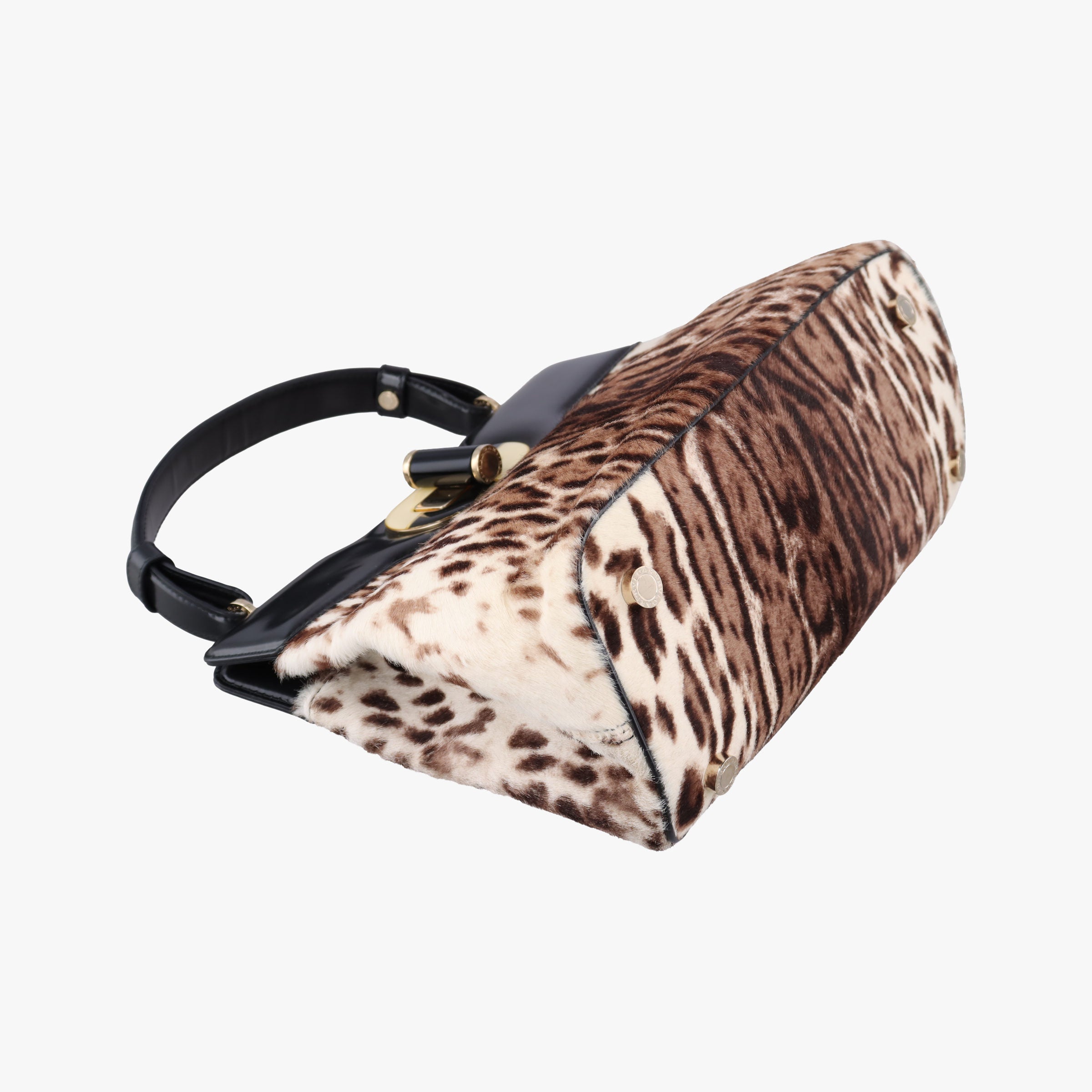 Leopard Print Black Leather× Fur 17763570レオパード 豹柄 ブラック レザー ×ファー 17763570