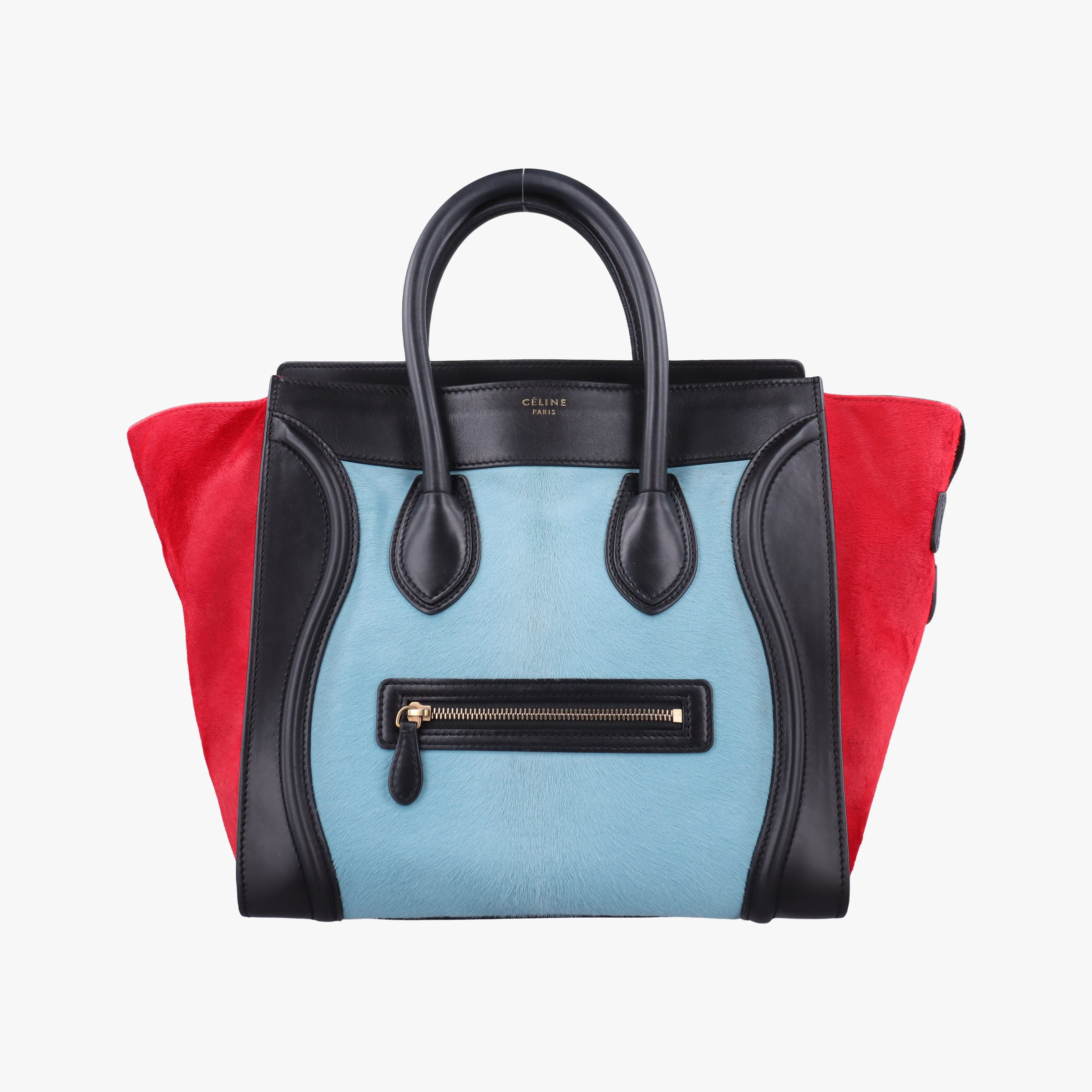 Luggage Mini Shopper Black×Blue×Red Leather×Ponyhair U-GA-0123ラゲージミニショッパー ブラック×ブルー×レッド レザー×ハラコ U-GA-0123