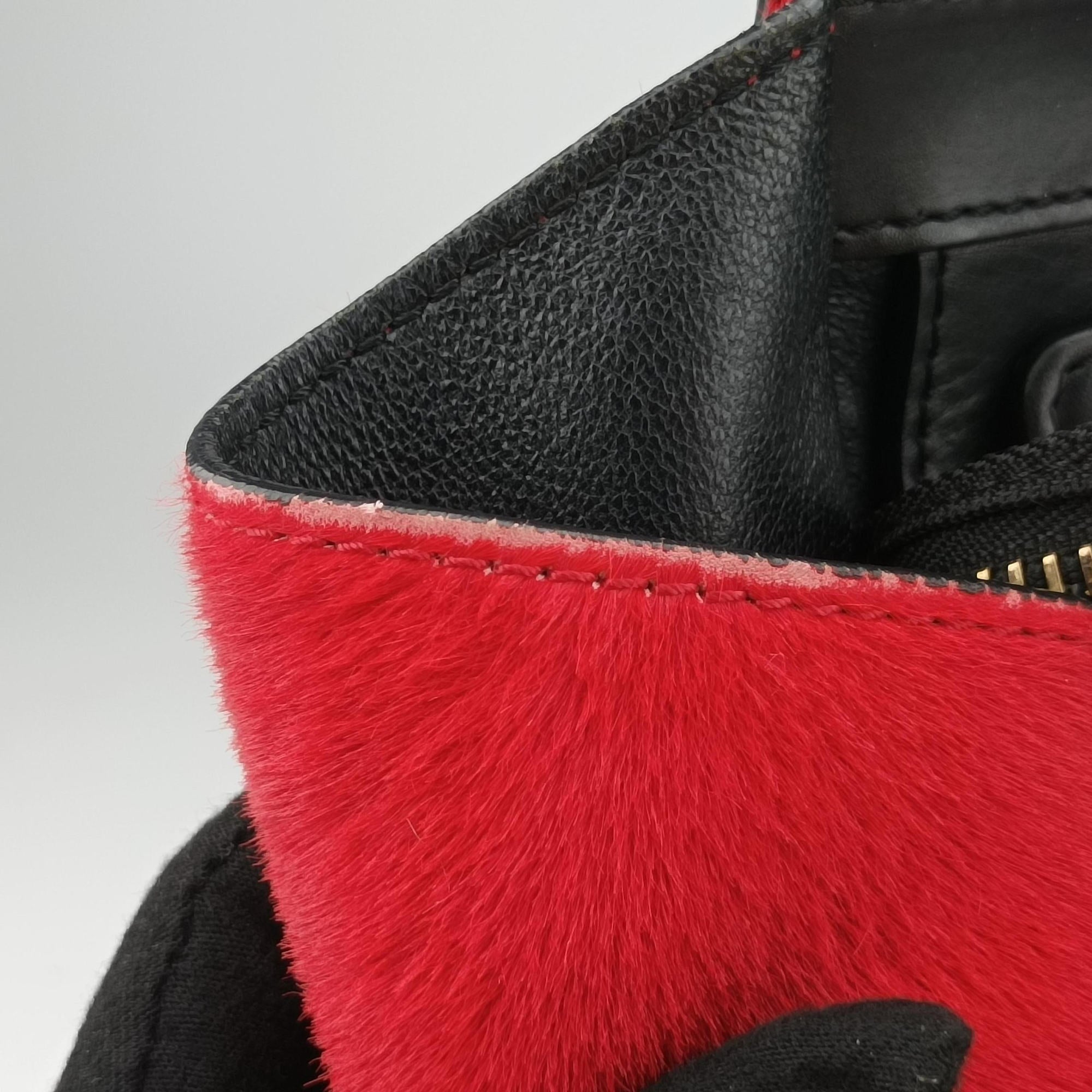 Luggage Mini Shopper Black×Blue×Red Leather×Ponyhair U-GA-0123ラゲージミニショッパー ブラック×ブルー×レッド レザー×ハラコ U-GA-0123