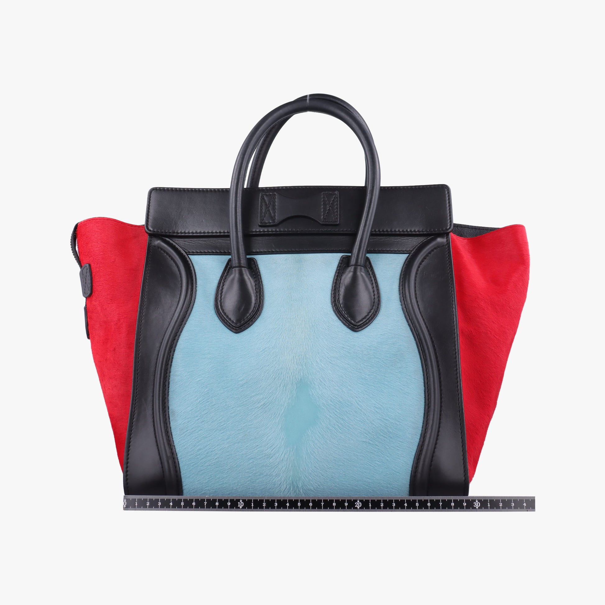 Luggage Mini Shopper Black×Blue×Red Leather×Ponyhair U-GA-0123ラゲージミニショッパー ブラック×ブルー×レッド レザー×ハラコ U-GA-0123
