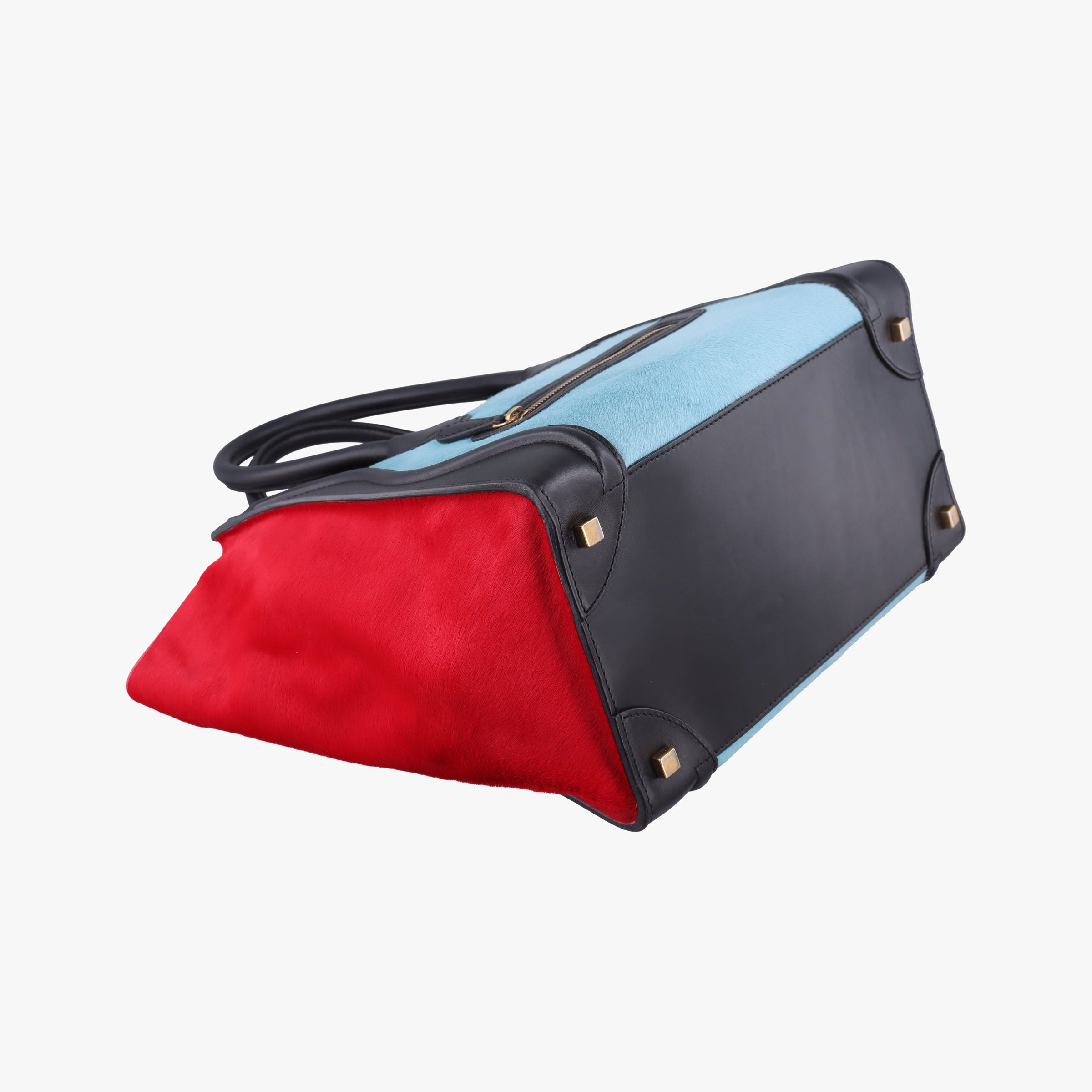 Luggage Mini Shopper Black×Blue×Red Leather×Ponyhair U-GA-0123ラゲージミニショッパー ブラック×ブルー×レッド レザー×ハラコ U-GA-0123