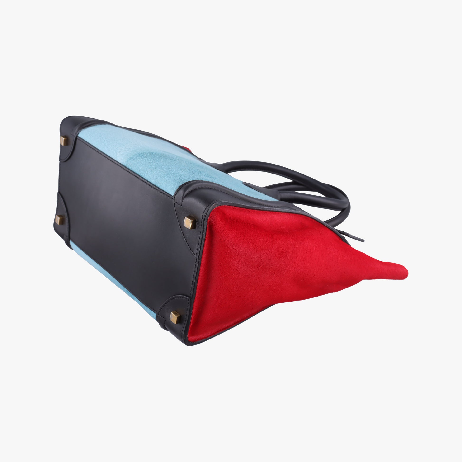 Luggage Mini Shopper Black×Blue×Red Leather×Ponyhair U-GA-0123ラゲージミニショッパー ブラック×ブルー×レッド レザー×ハラコ U-GA-0123
