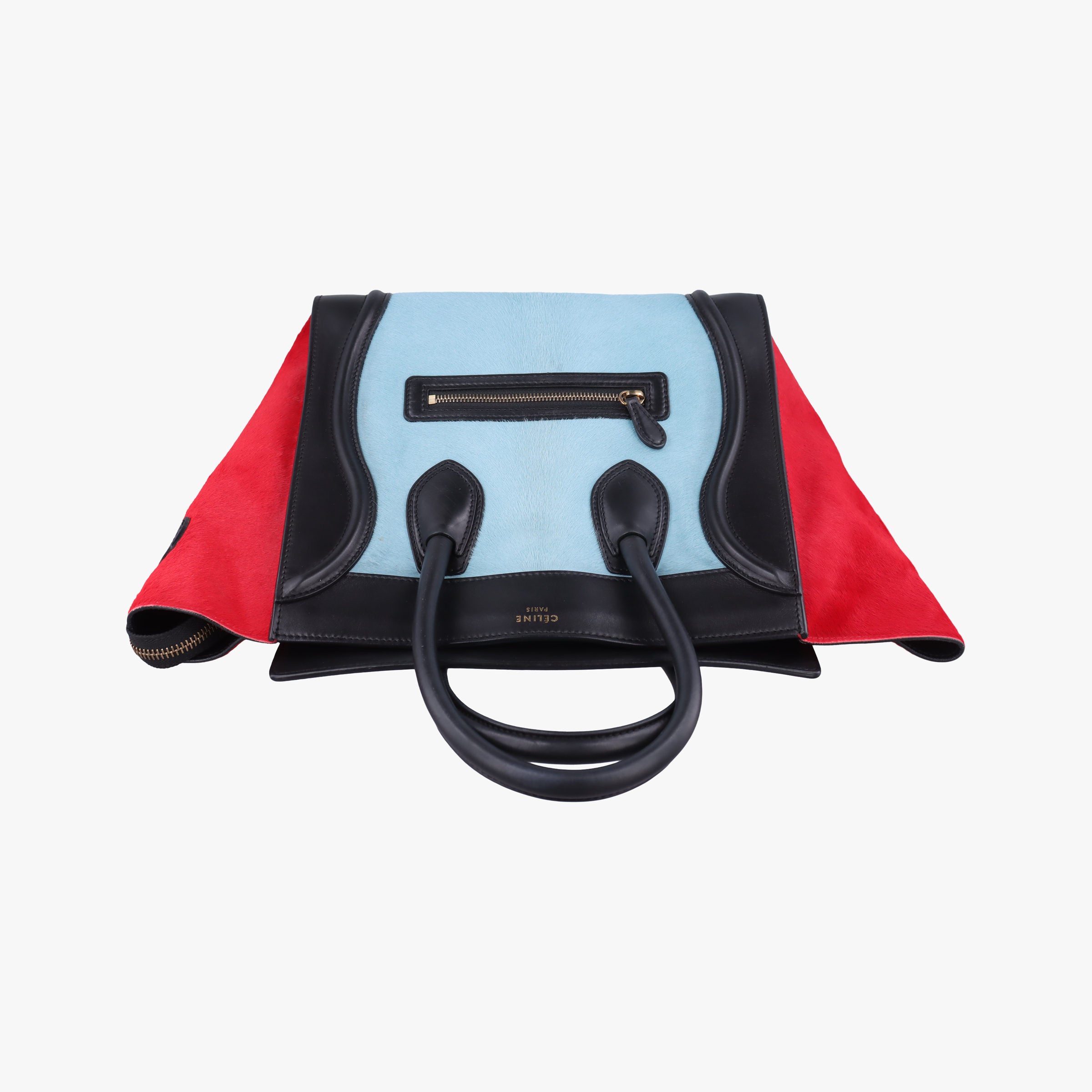 Luggage Mini Shopper Black×Blue×Red Leather×Ponyhair U-GA-0123ラゲージミニショッパー ブラック×ブルー×レッド レザー×ハラコ U-GA-0123