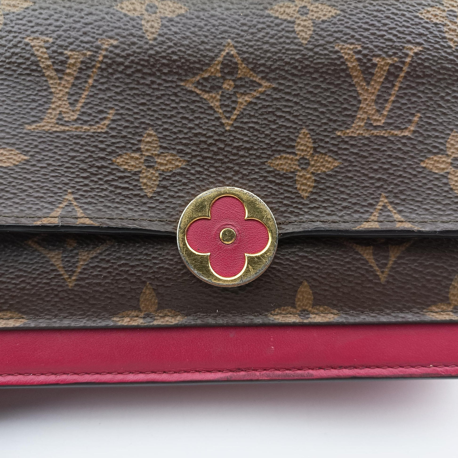 Portefeuille FLORE Chain brown×FUCHSIA Monogram Canvas×calf leather M69578 SP0189ポルトフォイユ フロール チェーン モノグラム/ブラウン×フューシャ モノグラムキャンバス×カーフレザー M69578 SP0189