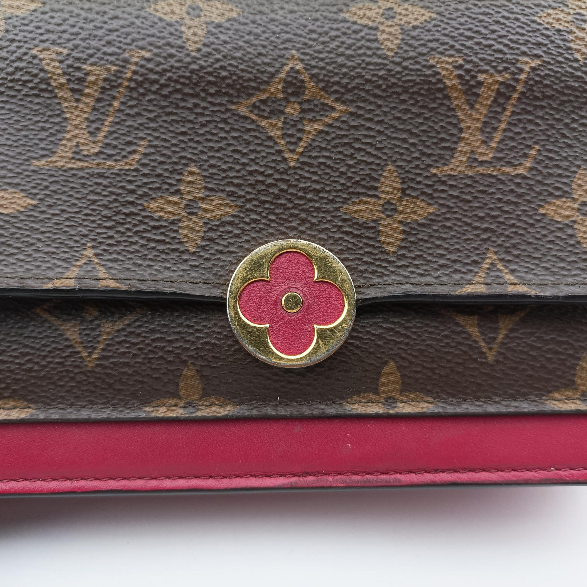 Portefeuille FLORE Chain brown×FUCHSIA Monogram Canvas×calf leather M69578 SP0189ポルトフォイユ フロール チェーン モノグラム/ブラウン×フューシャ モノグラムキャンバス×カーフレザー M69578 SP0189